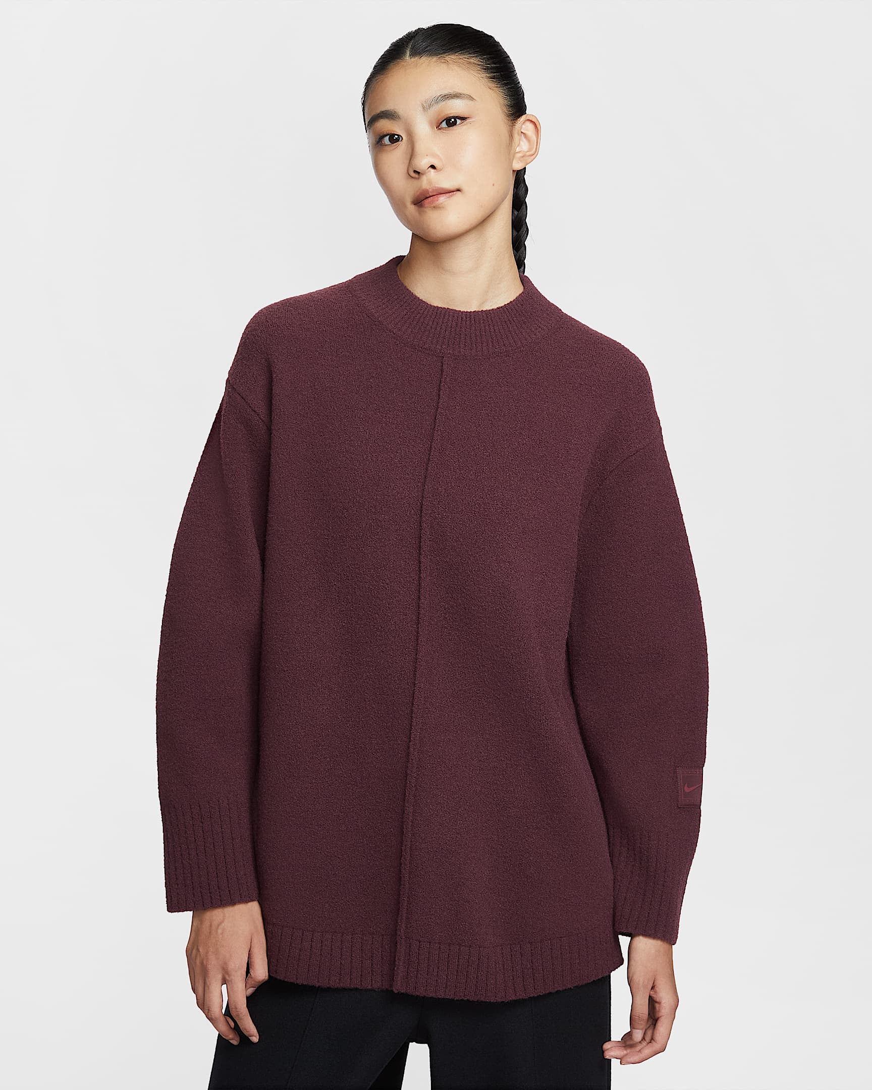 Nike Sportswear 女子加绒毛衣 - 鲜亮勃艮第酒红/暗队红