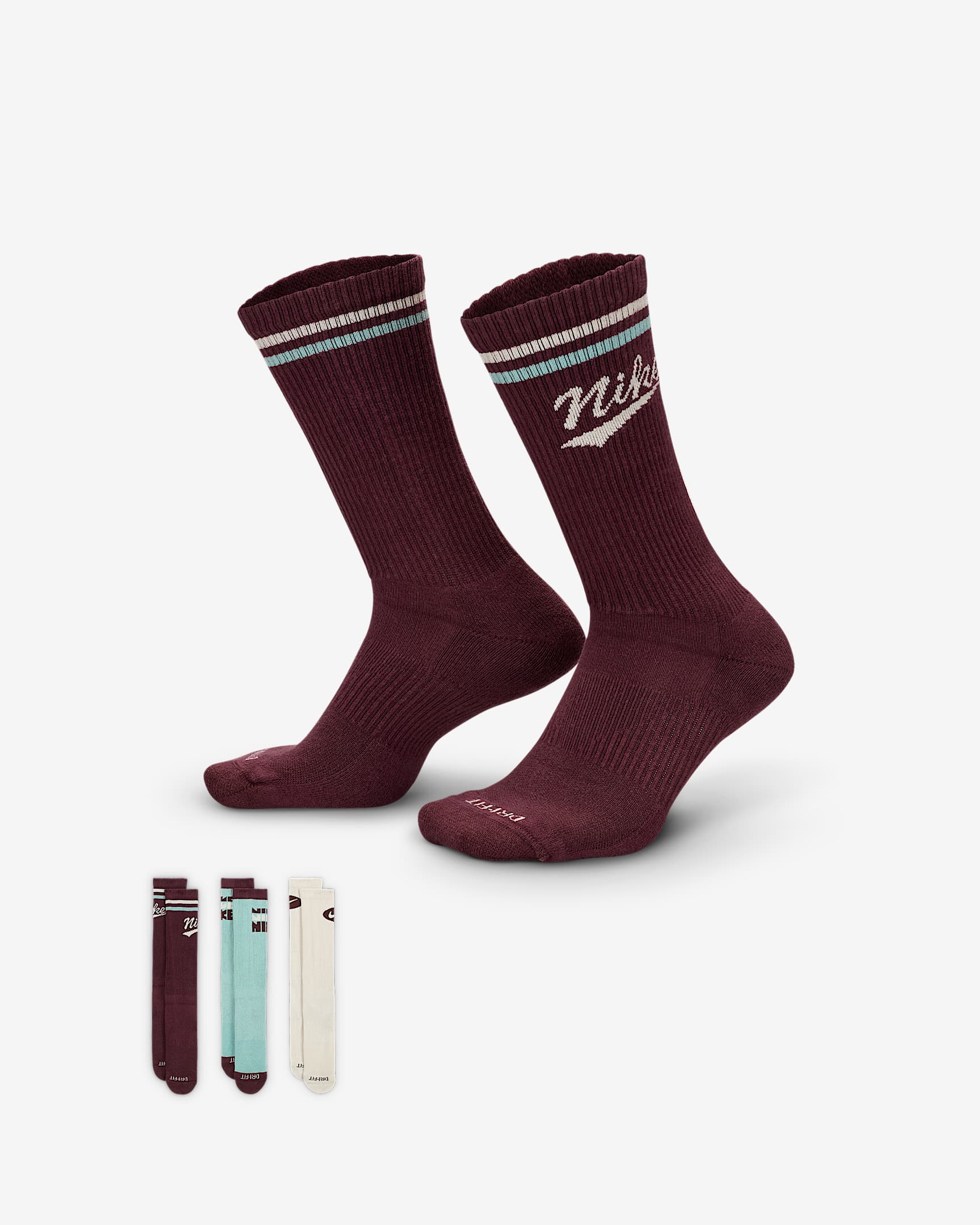 Nike Everyday Plus 情人节速干中筒运动袜(3 双) - 多色