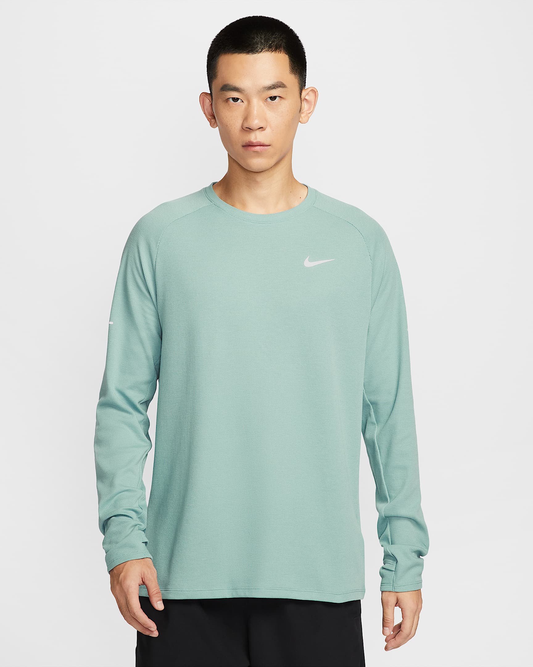 Nike Stride Dri-FIT 男子速干华夫格跑步圆领上衣 - 大炮灰