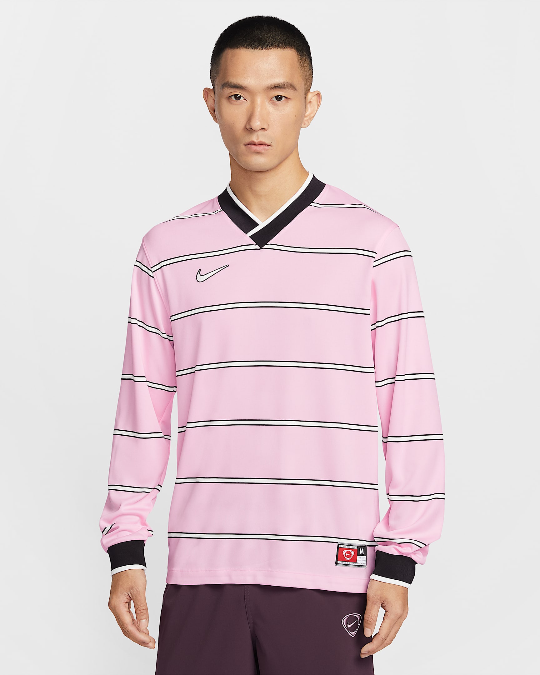 Nike Energy Dri-FIT 男子速干长袖足球上衣 - 泡沫粉/灰黑/山峰白/山峰白