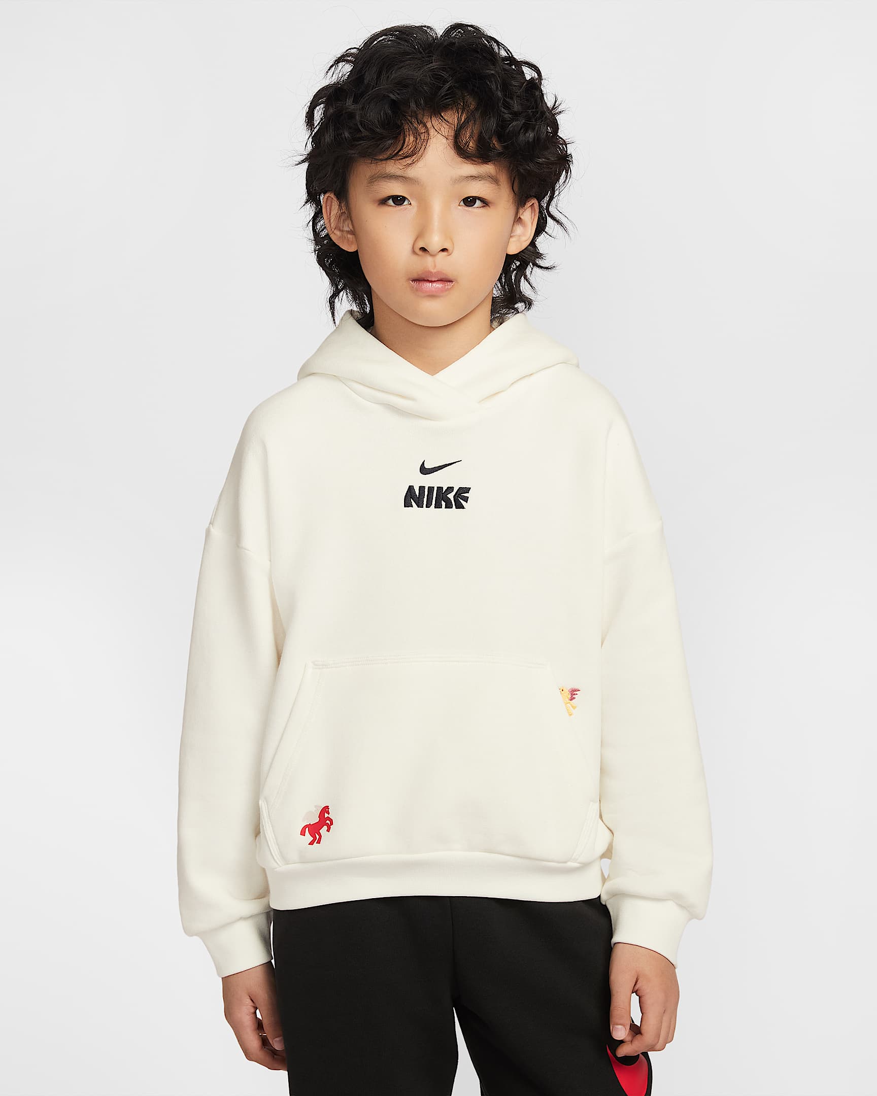 Nike Sportswear Club Fleece 马年限定脱缰系列新年款大童连帽衫 - 帆白