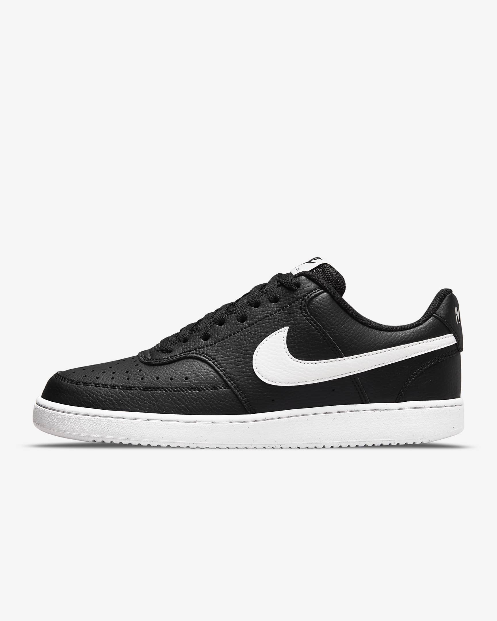 Nike Court Vision Low Next Nature 男子运动鞋透气板鞋 - 黑/黑/白色