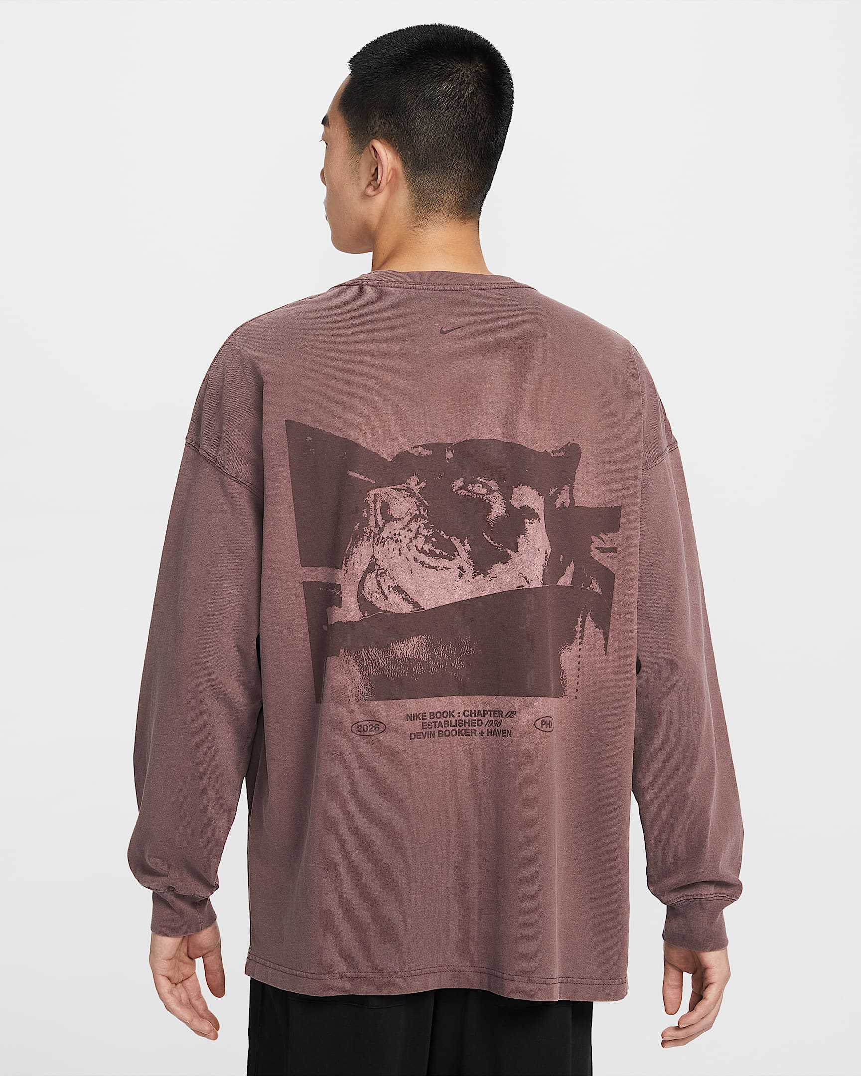 Book Nike 德文布克男子长袖篮球T恤 - 图腾黑紫