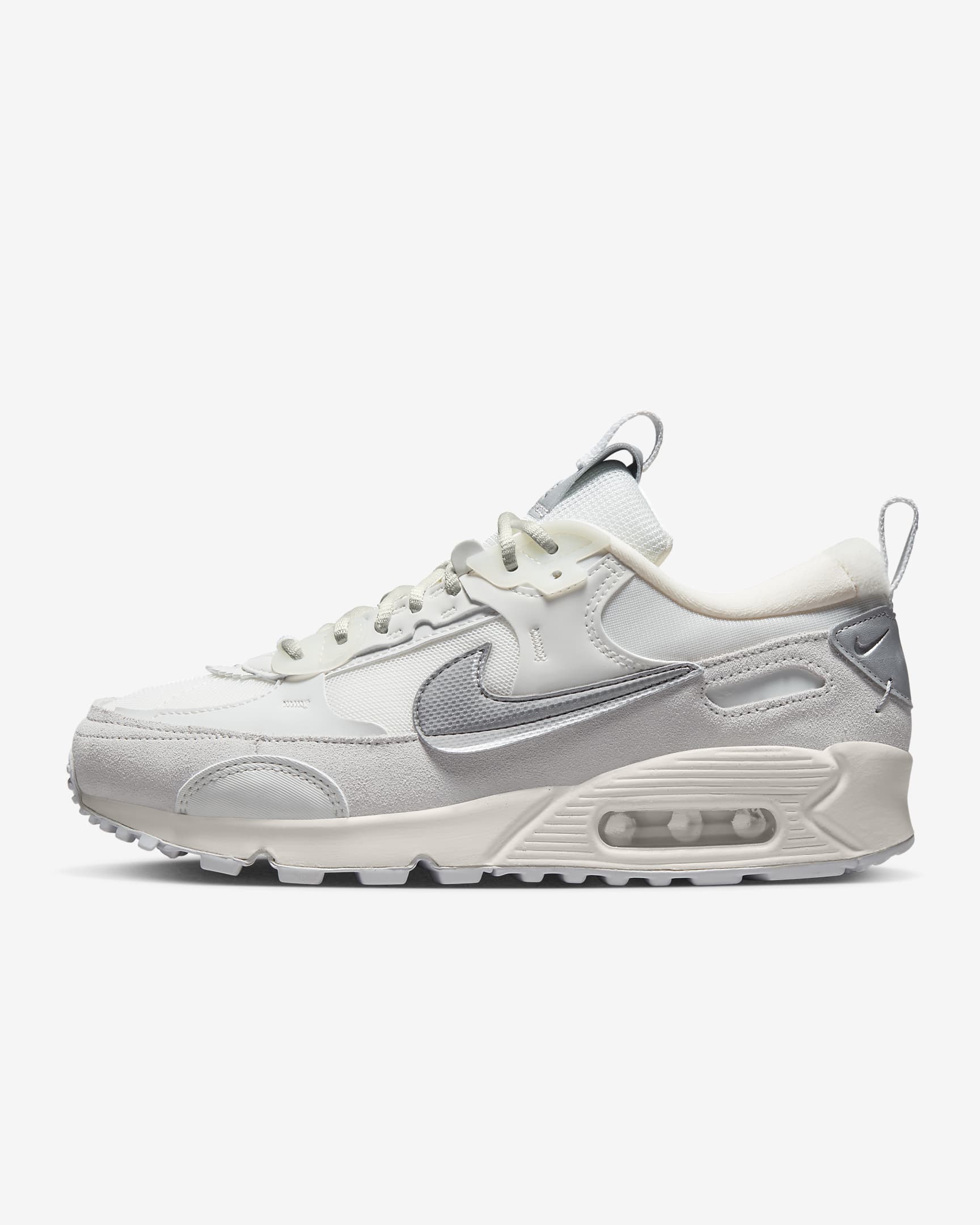 Nike Air Max 90 Futura 女子运动鞋 - 山峰白/金属银/山峰白/帆白