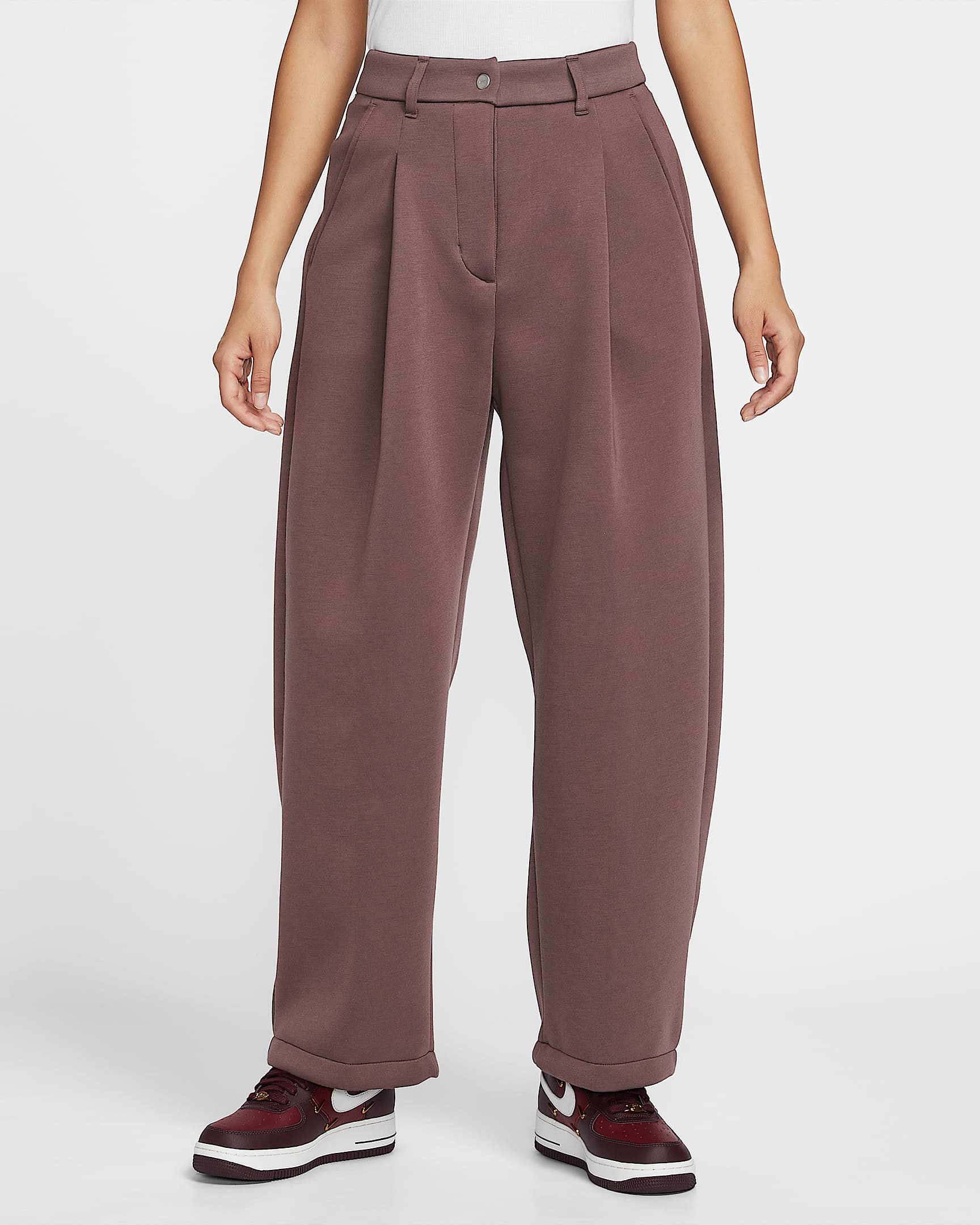 Nike Sportswear 女子宽松中腰针织长裤 - 图腾黑紫/图腾黑紫