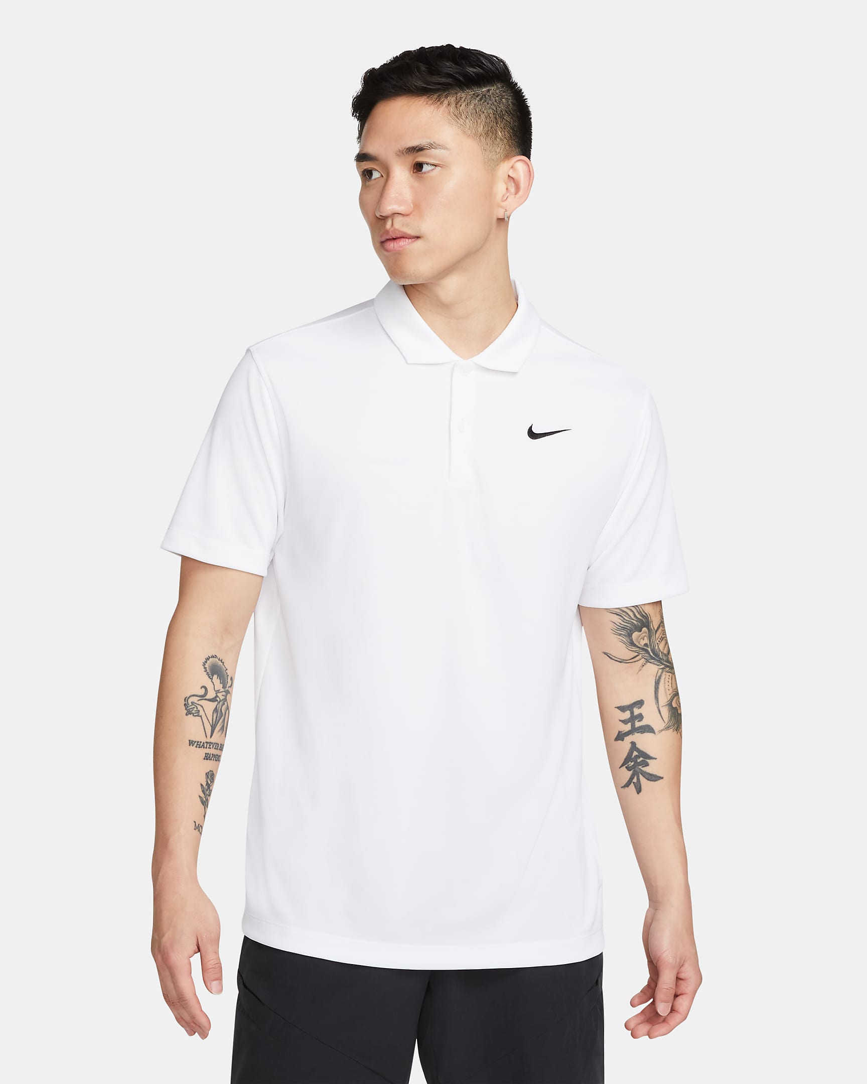 NikeCourt Dri-FIT 男子透气速干网球翻领T恤 - 白色/黑
