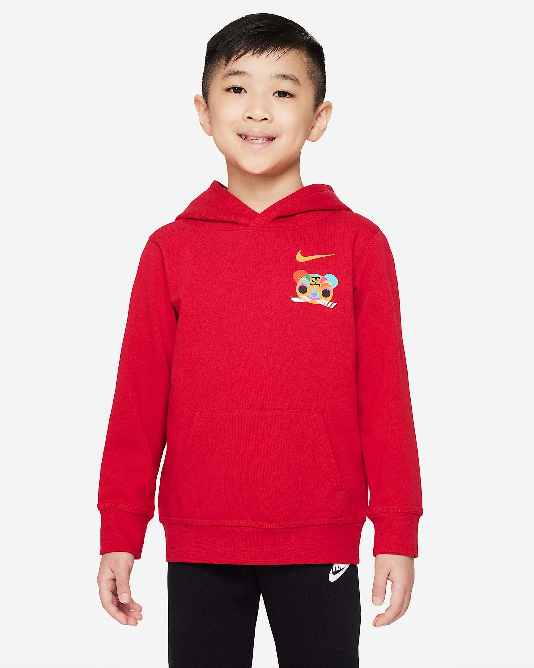 Nike 幼童套头连帽衫 - 健身红