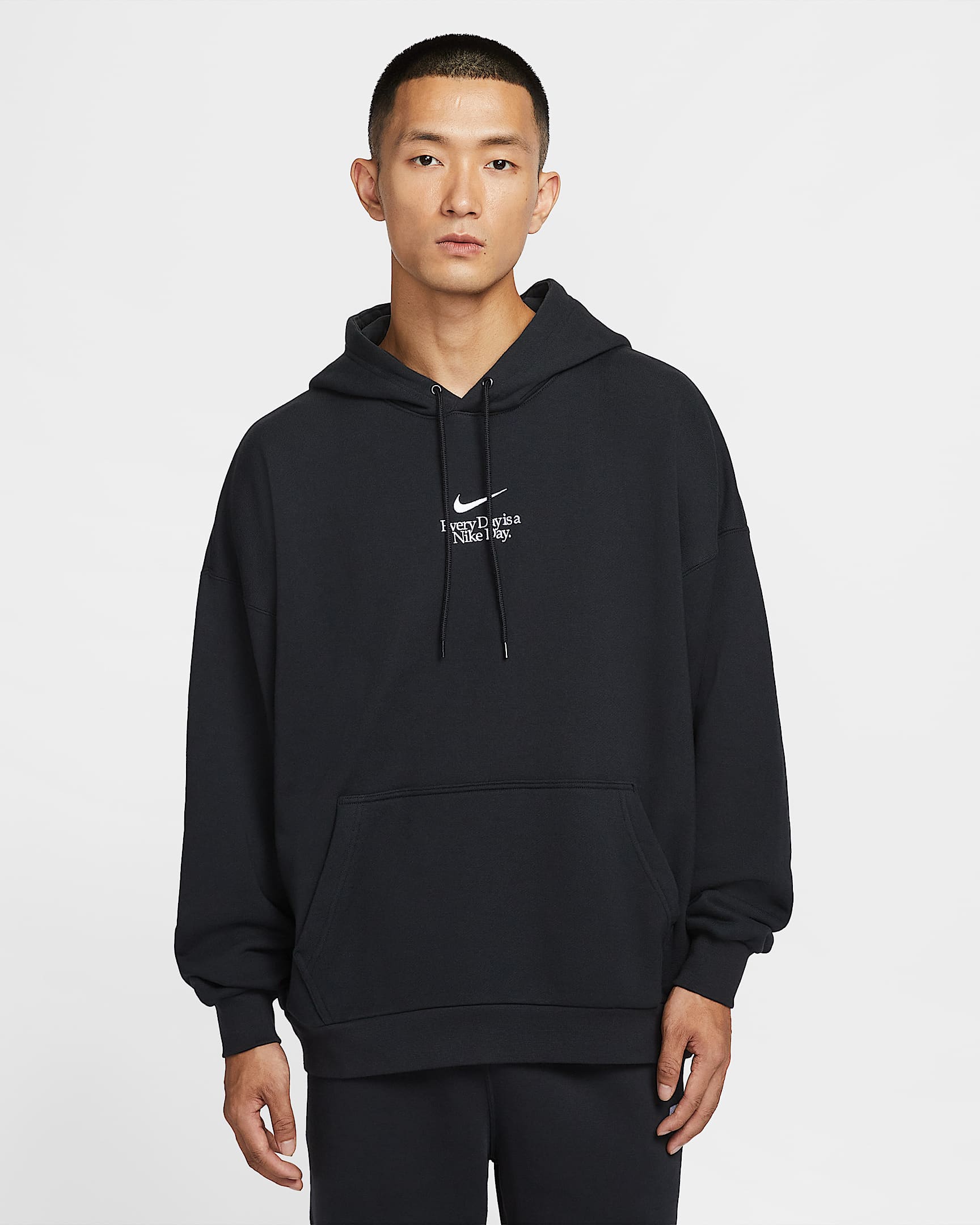 Nike Sportswear Club 男子 Oversize 风图案套头连帽衫 - 黑