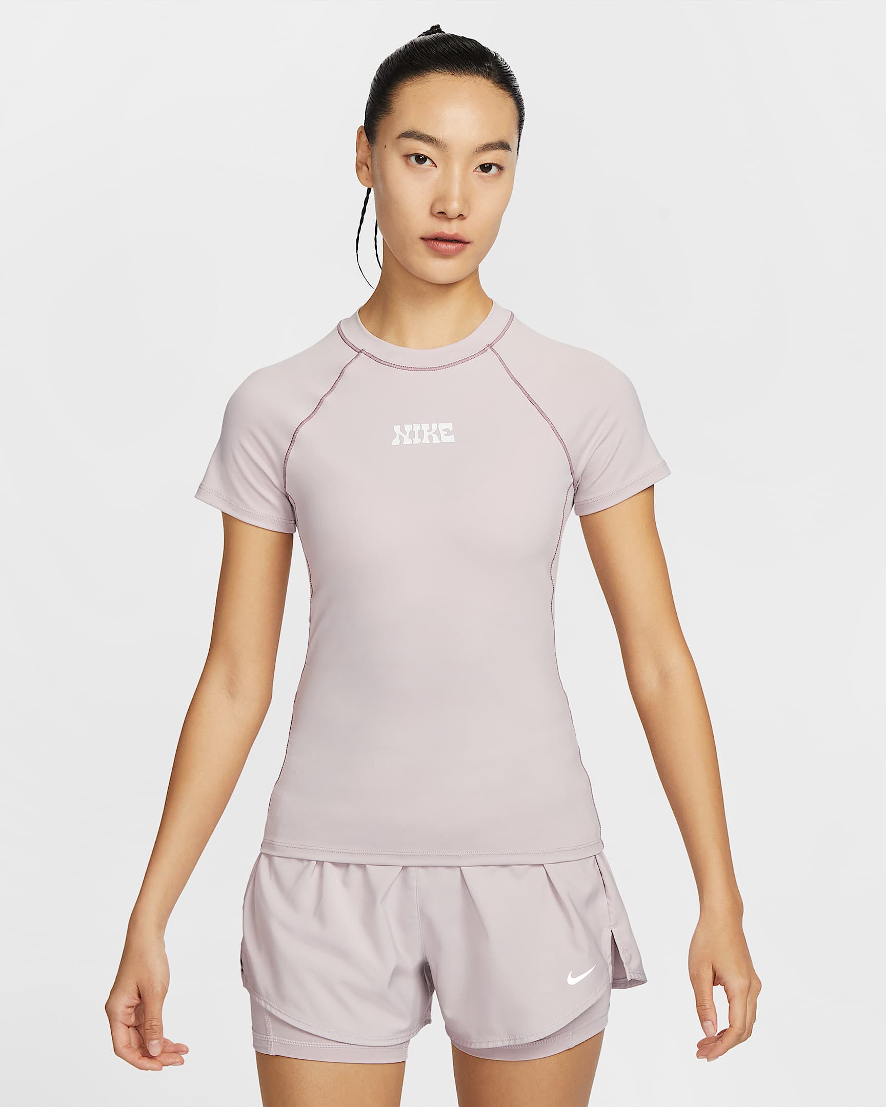 Nike Dri-FIT 女子速干短袖上衣 - 灰紫