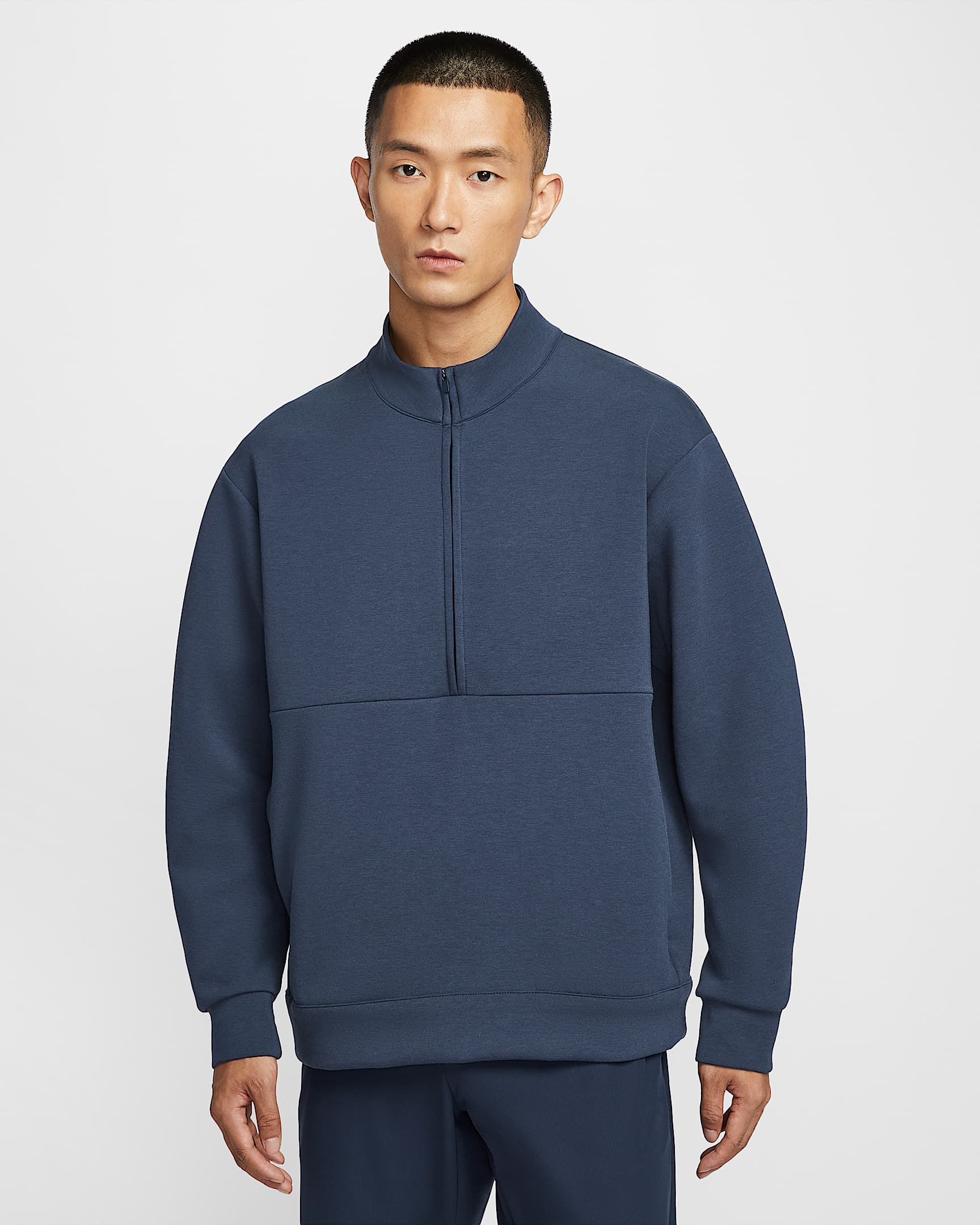 Nike 24.7 ImpossiblySoft Dri-FIT 男子速干半长拉链开襟上衣 - 黑曜石色/暗蓝黑