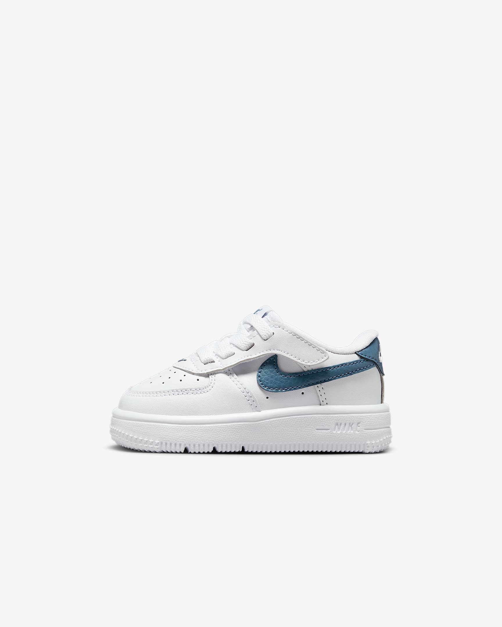 Nike Force 1 Low EasyOn 婴童魔术贴易穿脱运动鞋 - 白色/雷雨蓝