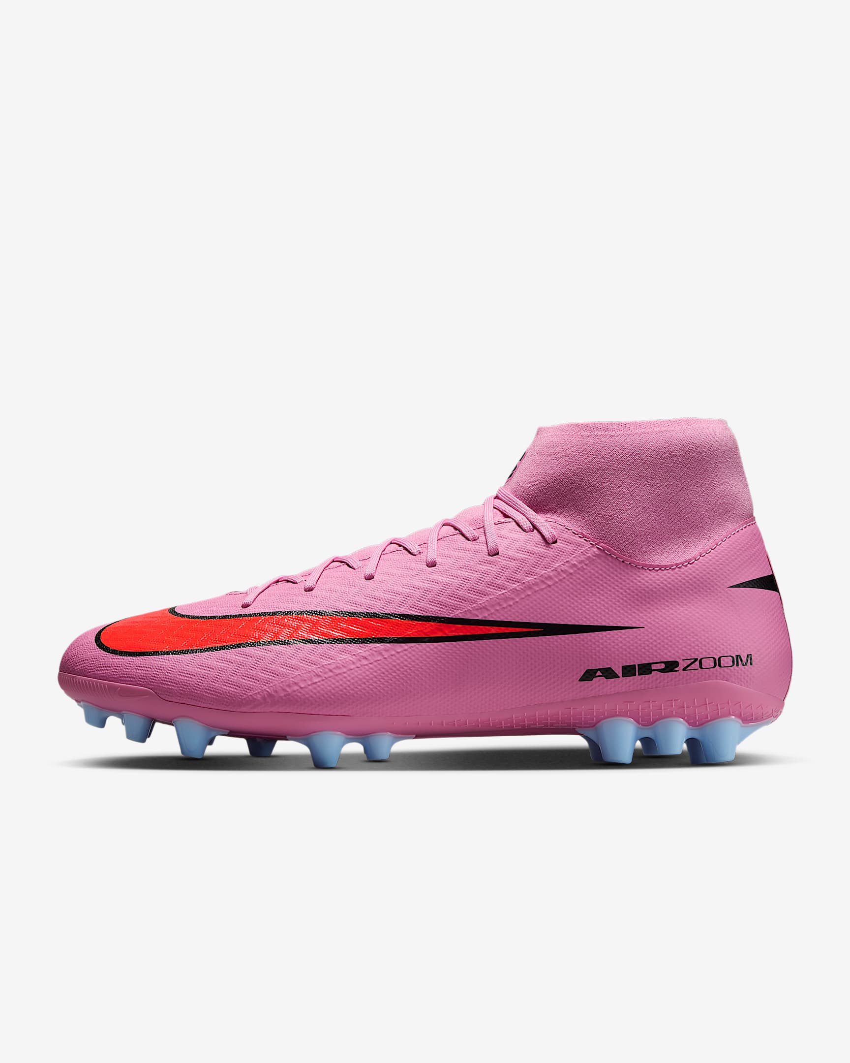 Nike Mercurial Superfly 10 Academy 耐克刺客系列人造草地高帮足球鞋 - 神秘火烈鸟红/鲜橙红/黑