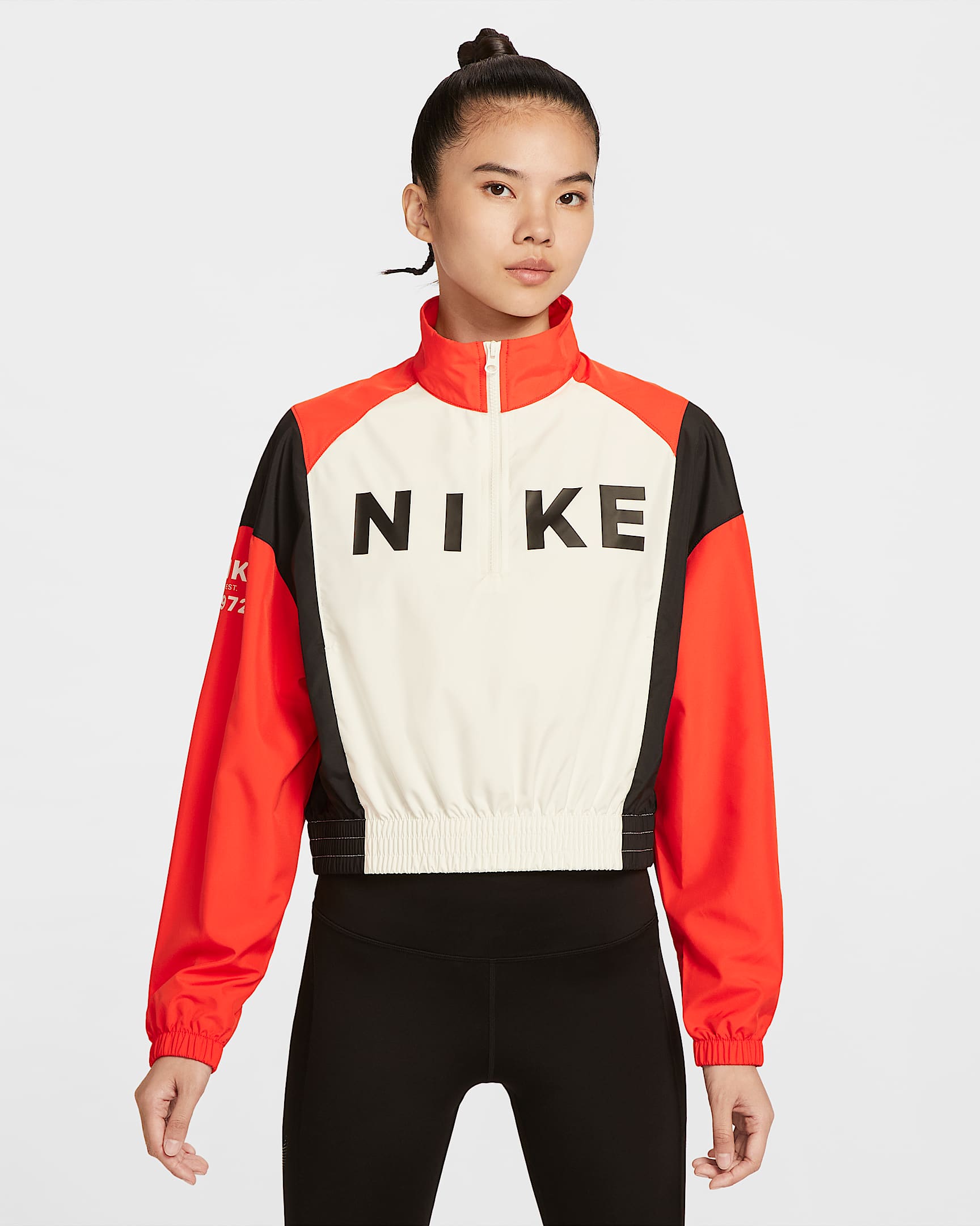 Nike Sportswear 女子梭织轻便型上衣 - 帆白/热情红/黑