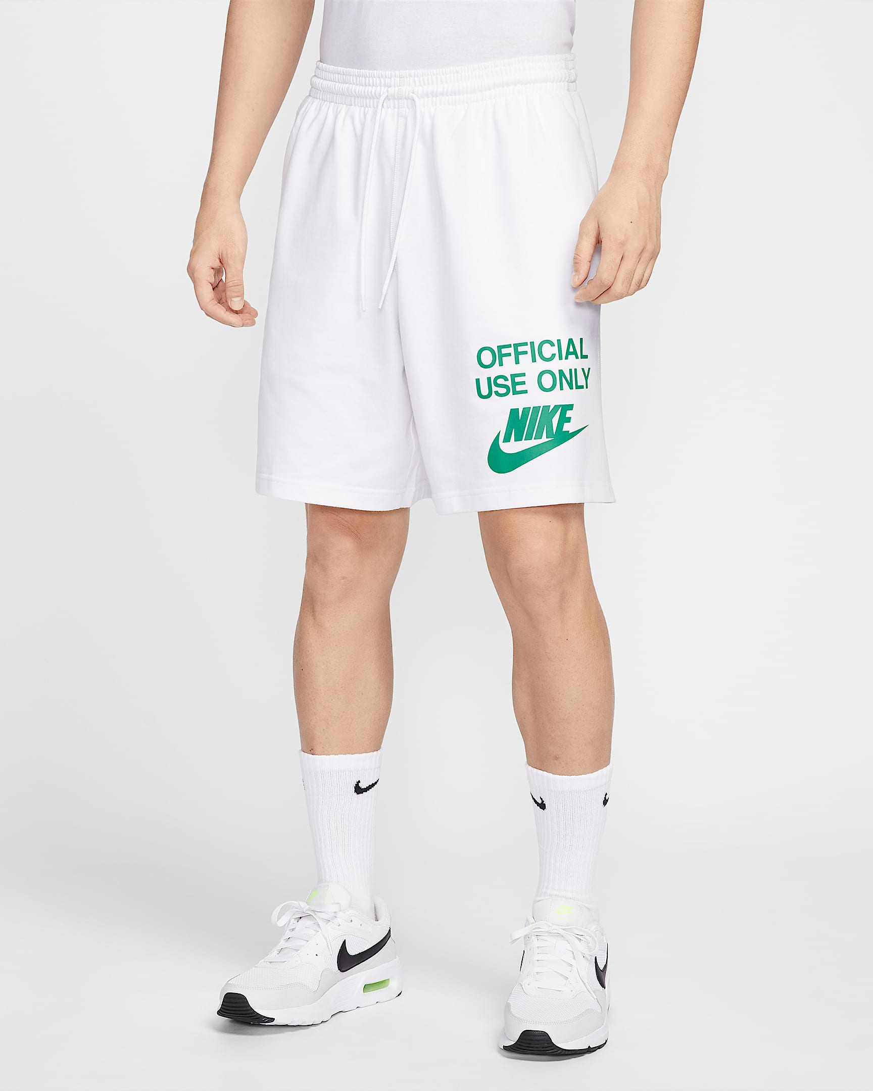 Nike Club 男子针织短裤 - 白色/白色/体育场绿