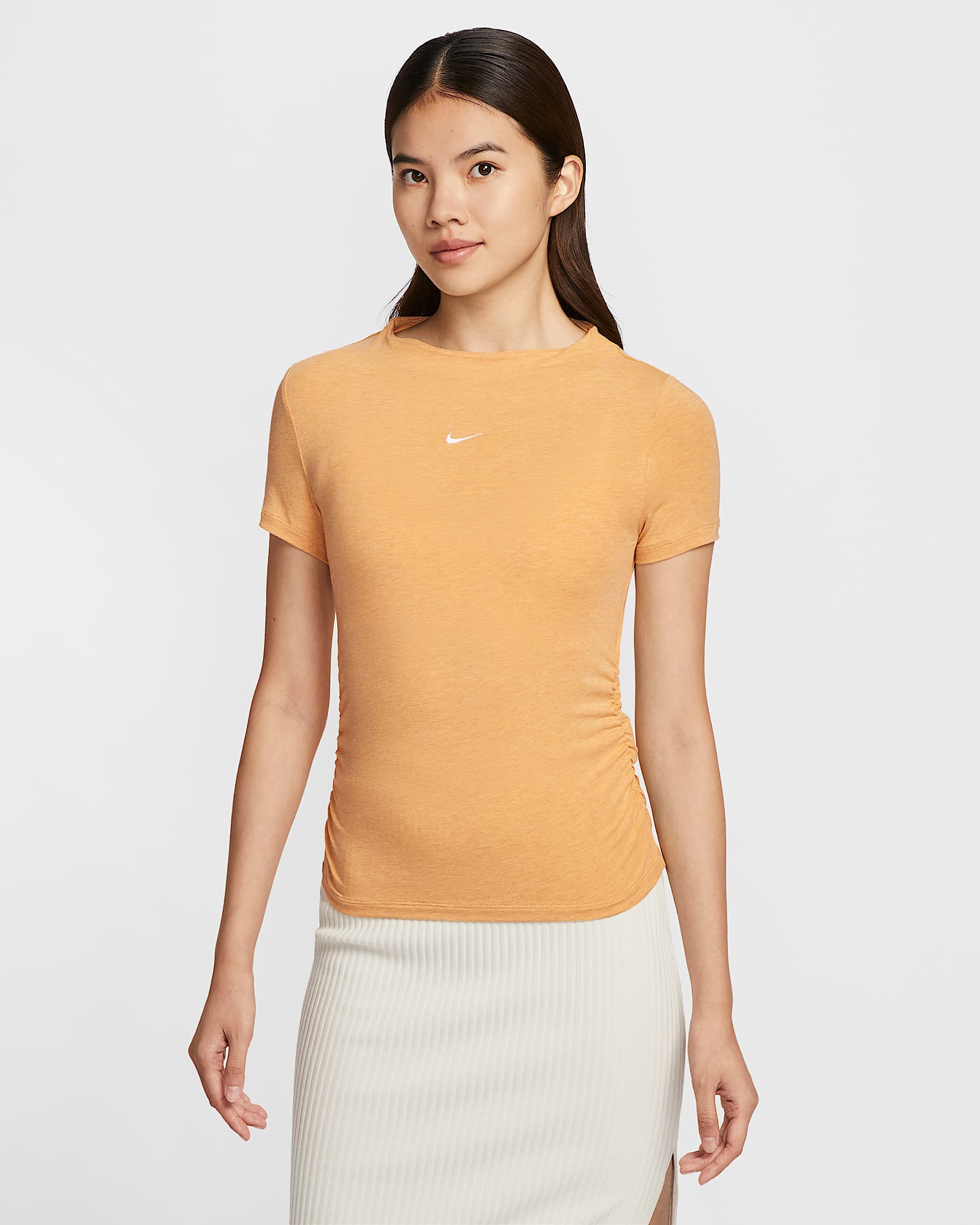 Nike Sportswear Chill Knit 女子紧身短袖企领上衣 - 暗硫色/调色/帆白