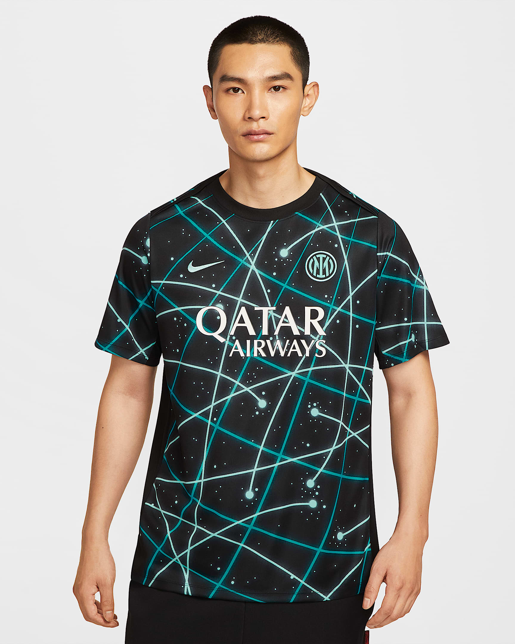 国际米兰 Academy Pro Nike Dri-FIT 男子赛前速干短袖足球上衣 - 黑/宝石绿/仙人掌绿/宝石绿