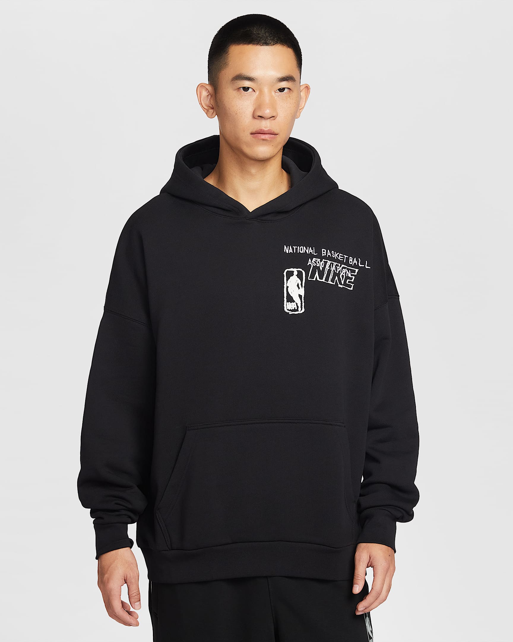 Team 31 Club Nike 男子 Oversize 风套头连帽衫 - 黑/鲜橙色