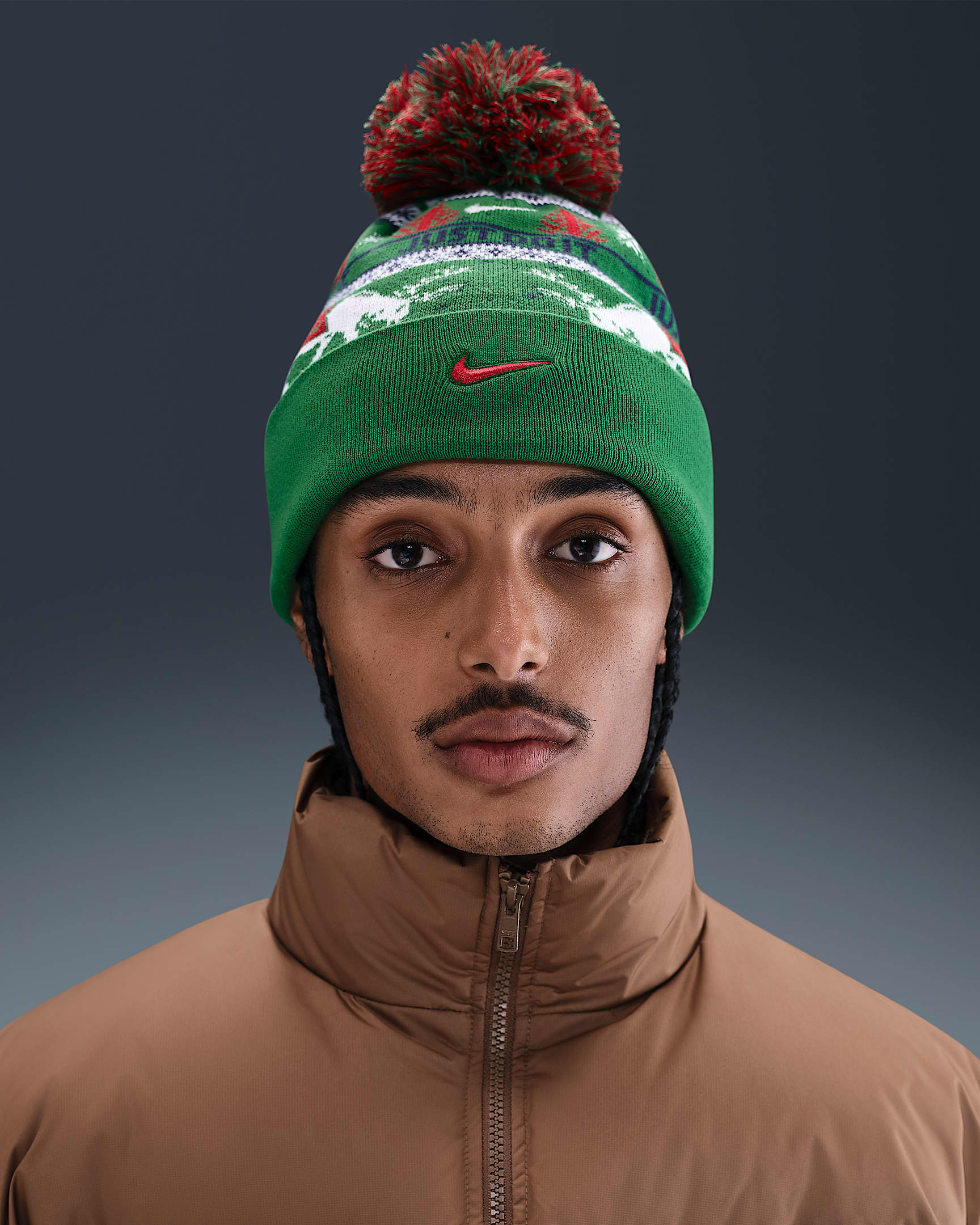 Nike Peak 冬季款针织帽 - 松绿/帆白/大学红/大学红