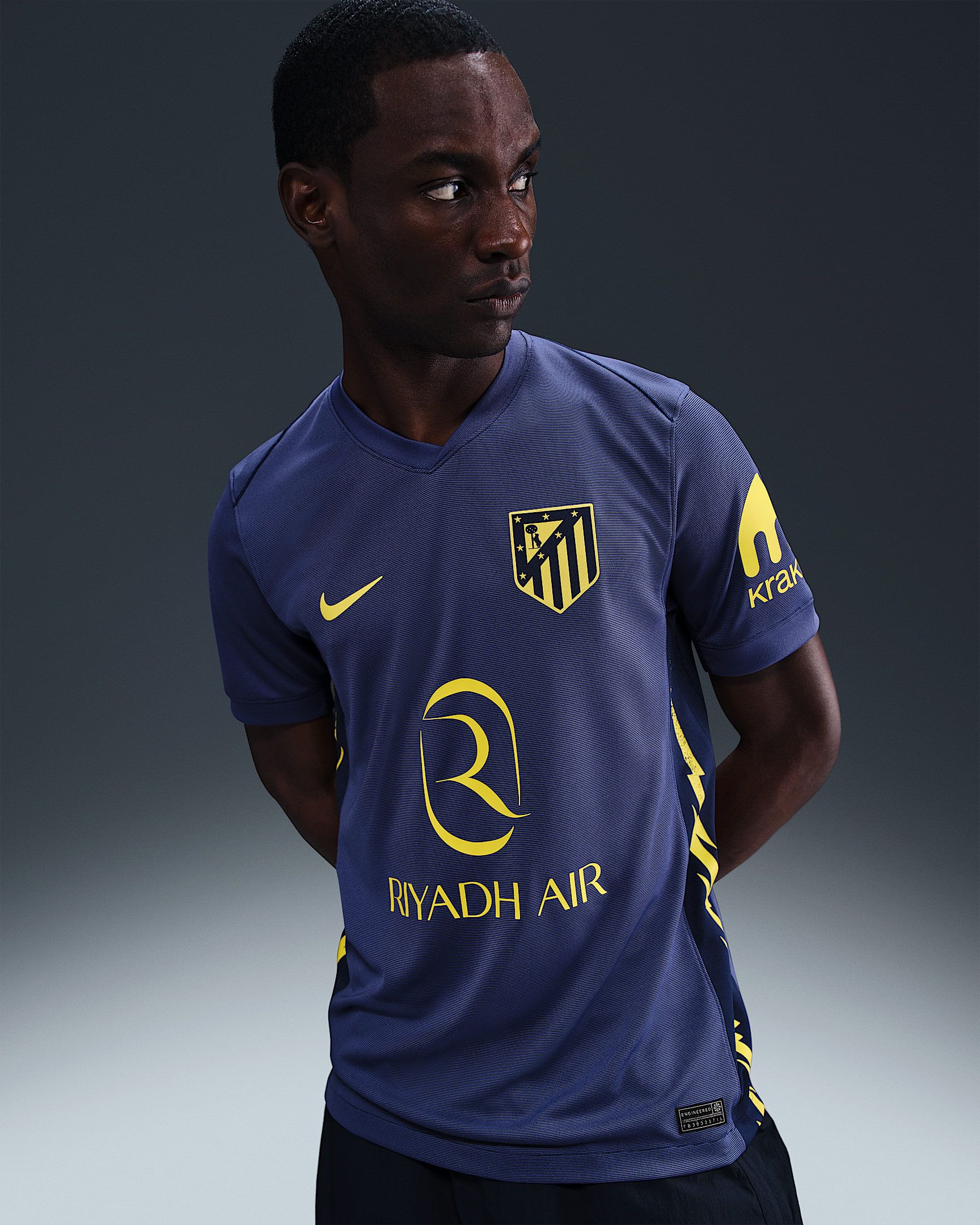 2025/26 赛季马德里竞技客场球迷版 Nike Dri-FIT 男子速干足球球衣 - 二元蓝/暗紫灰/湛黄