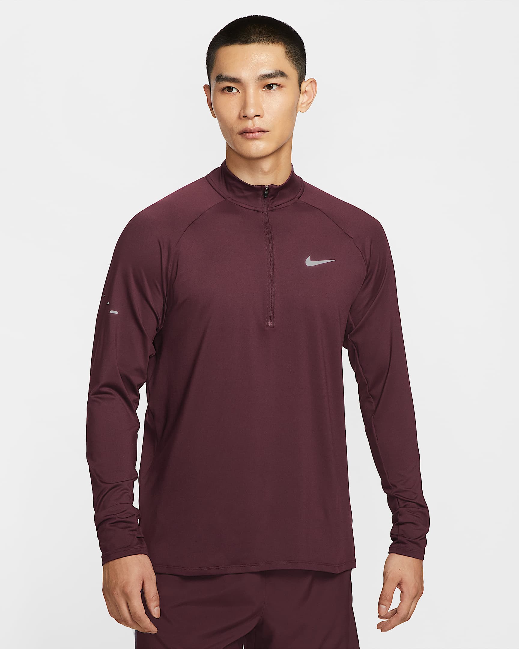 Nike Stride Dri-FIT 男子防晒速干跑步上衣 - 鲜亮勃艮第酒红