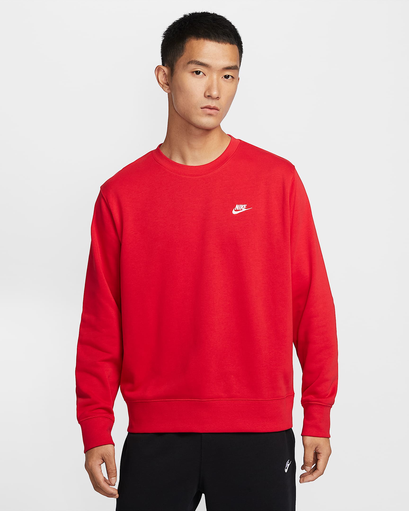 Nike Club 男子法式毛圈圆领上衣 - 大学红/白色