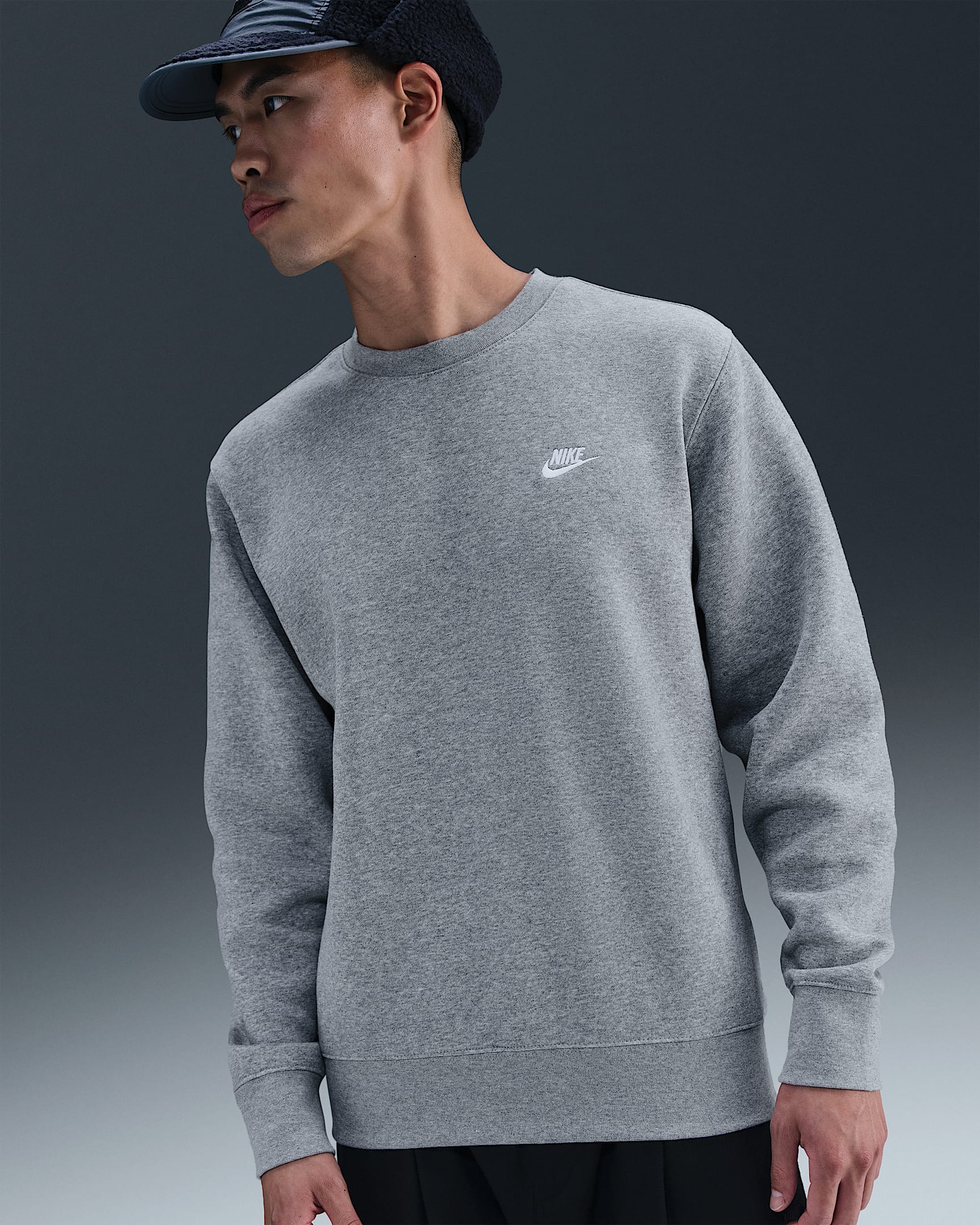 Nike Club 男子加绒圆领上衣 - 调色暗灰/白色
