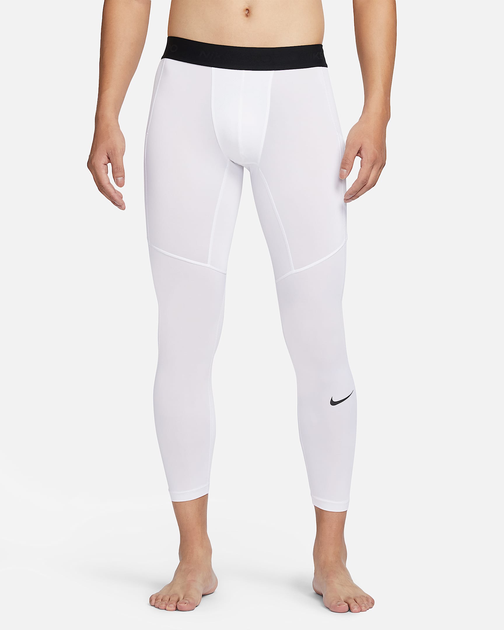 Nike Pro Dri-FIT 男子速干训练紧身裤 - 白色/黑