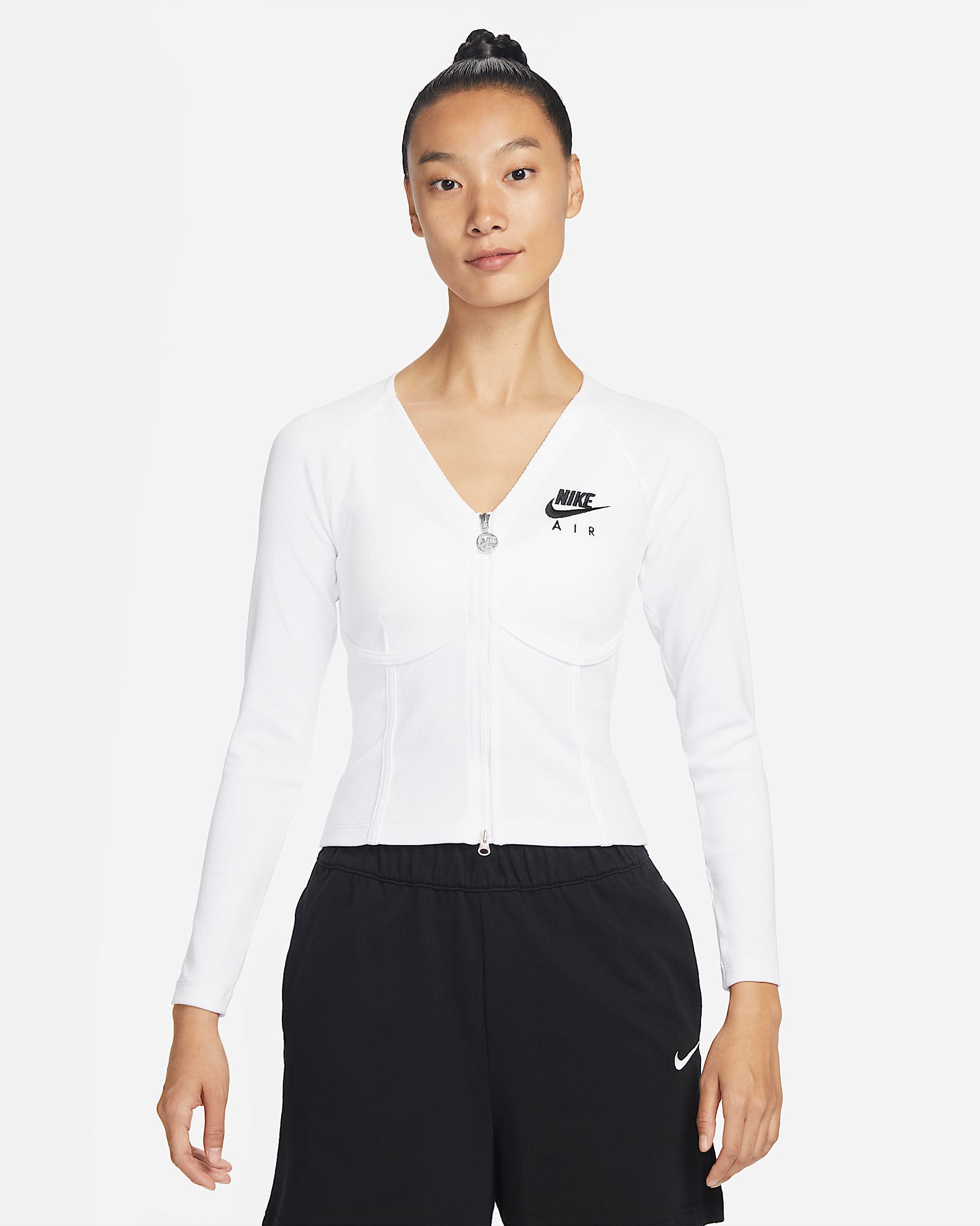 Nike Sportswear 女子长袖拉链开襟上衣鱼骨衣 - 白色