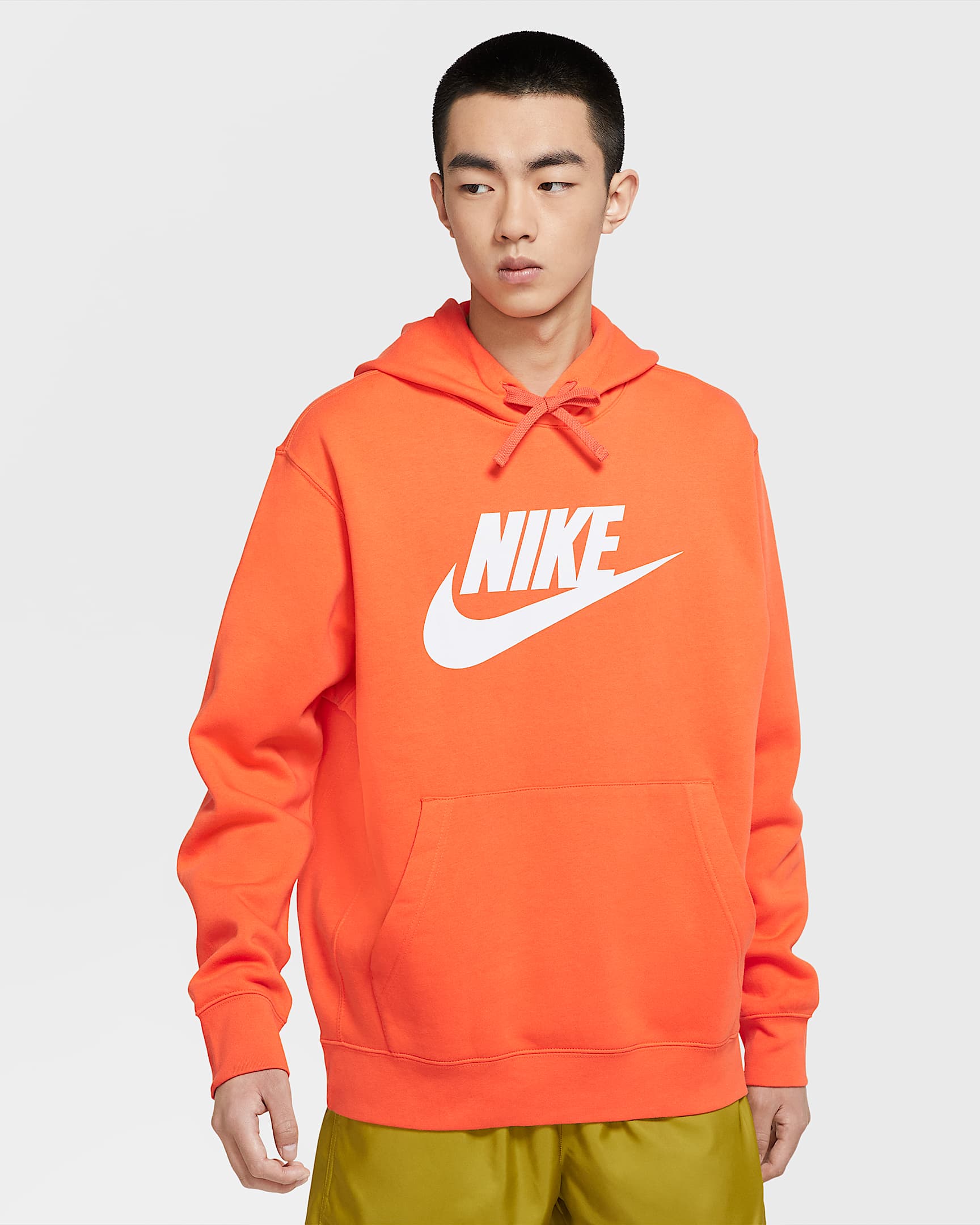 Nike Sportswear Club Fleece 男子印花套头连帽衫 - 电力橙/电力橙