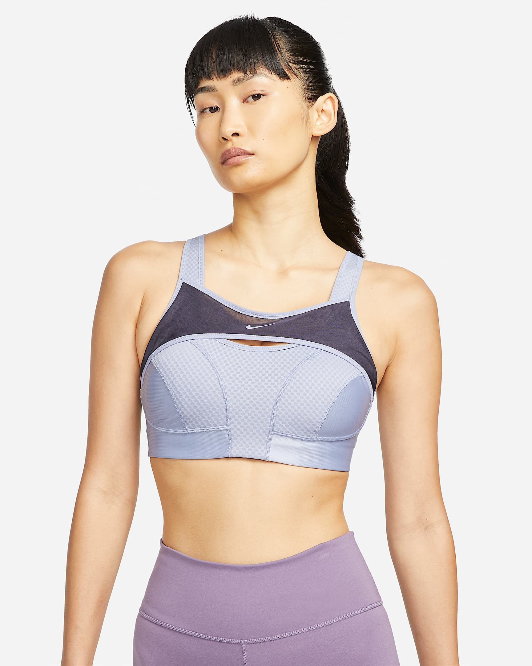 Nike Alpha UltraBreathe 女子高强度支撑运动内衣 - 薄雾灰蓝/黑紫/薄雾灰蓝/薄雾灰蓝