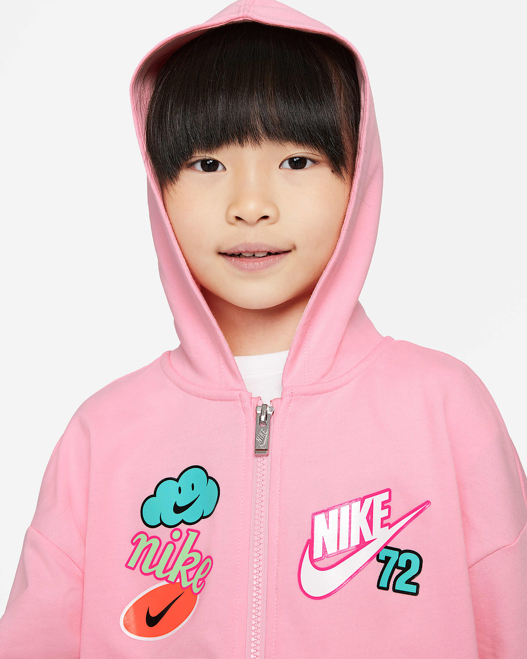 Nike Sportswear 幼童全长拉链开襟连帽衫 - 剔透白粉