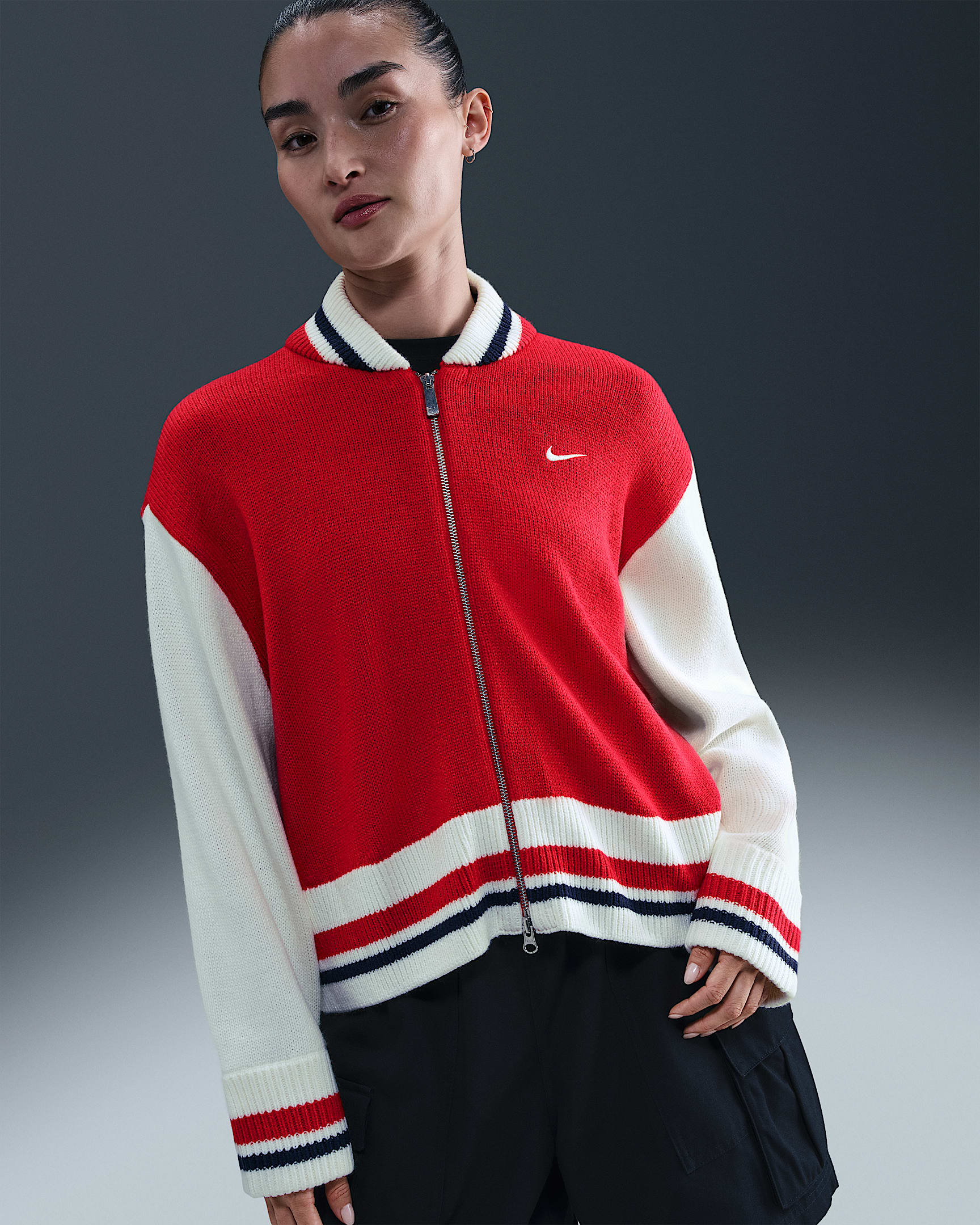 Nike Sportswear 女子开衫 - 大学红/帆白/深藏青/帆白