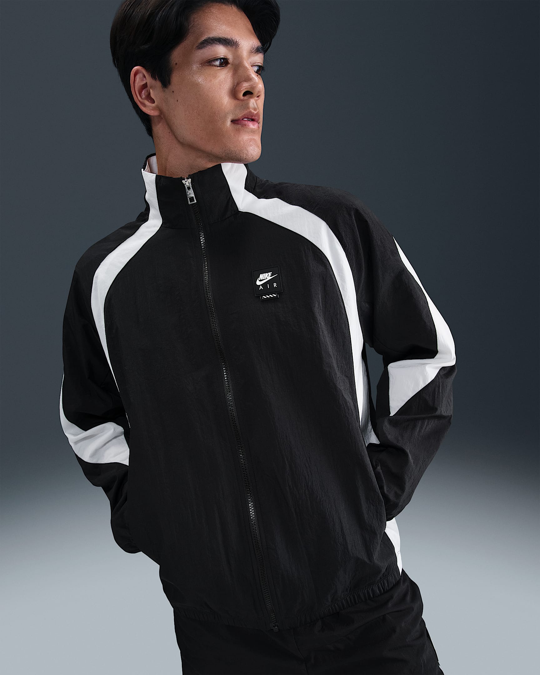Nike Air 男子梭织运动夹克 - 黑/白色/黑