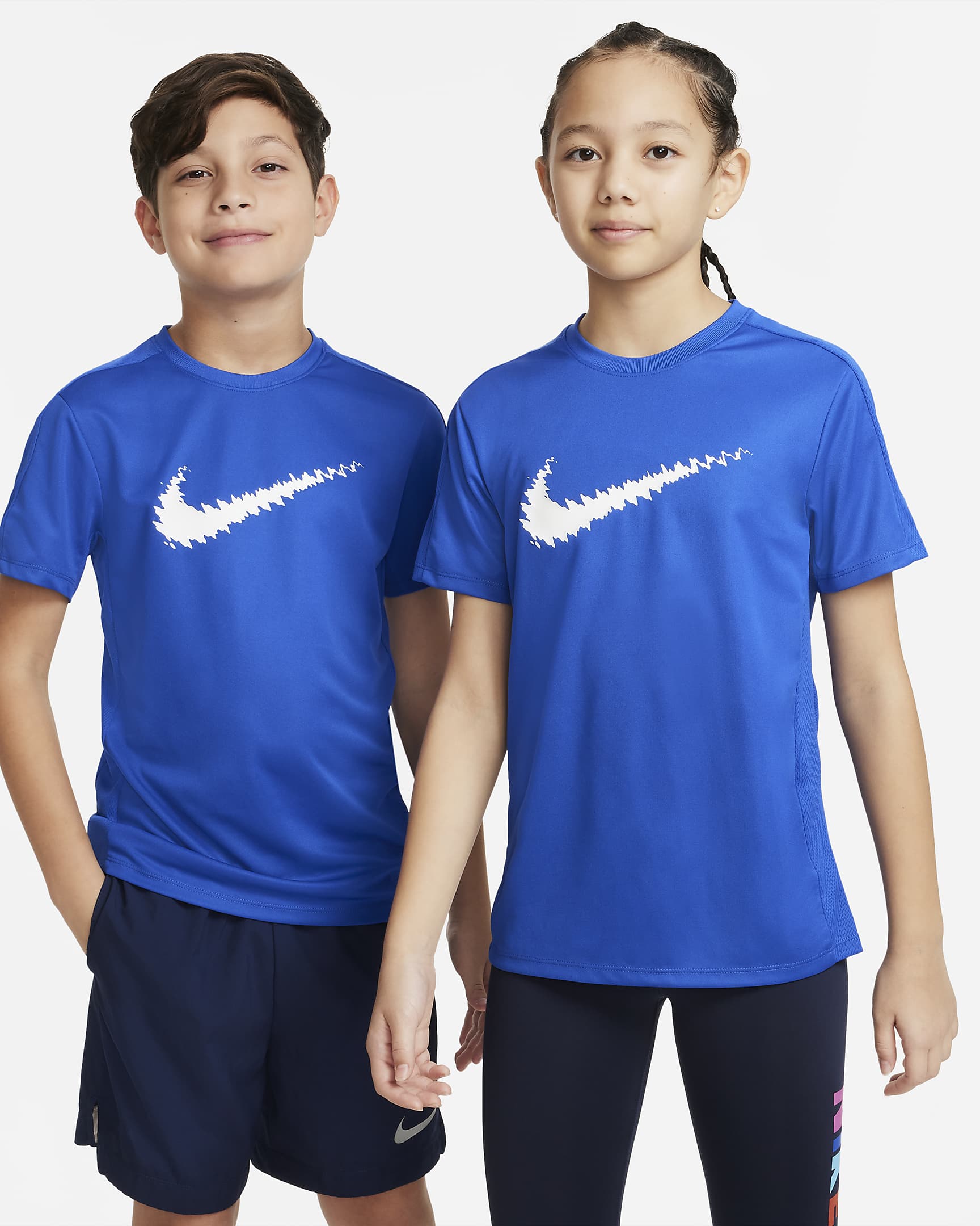 Nike Dri-FIT Trophy 大童速干印花短袖训练上衣 - 游戏宝蓝/白色