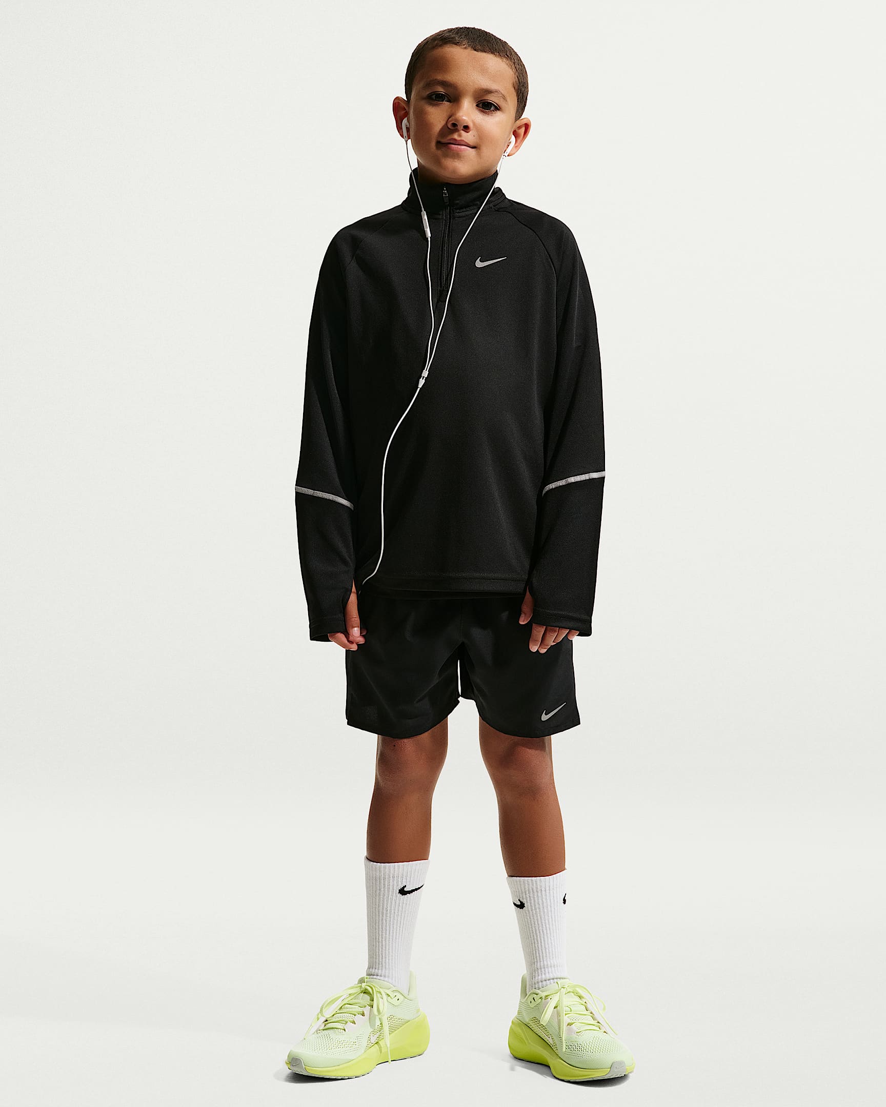 Nike Miler Dri-FIT 大童速干训练短裤 - 黑/黑