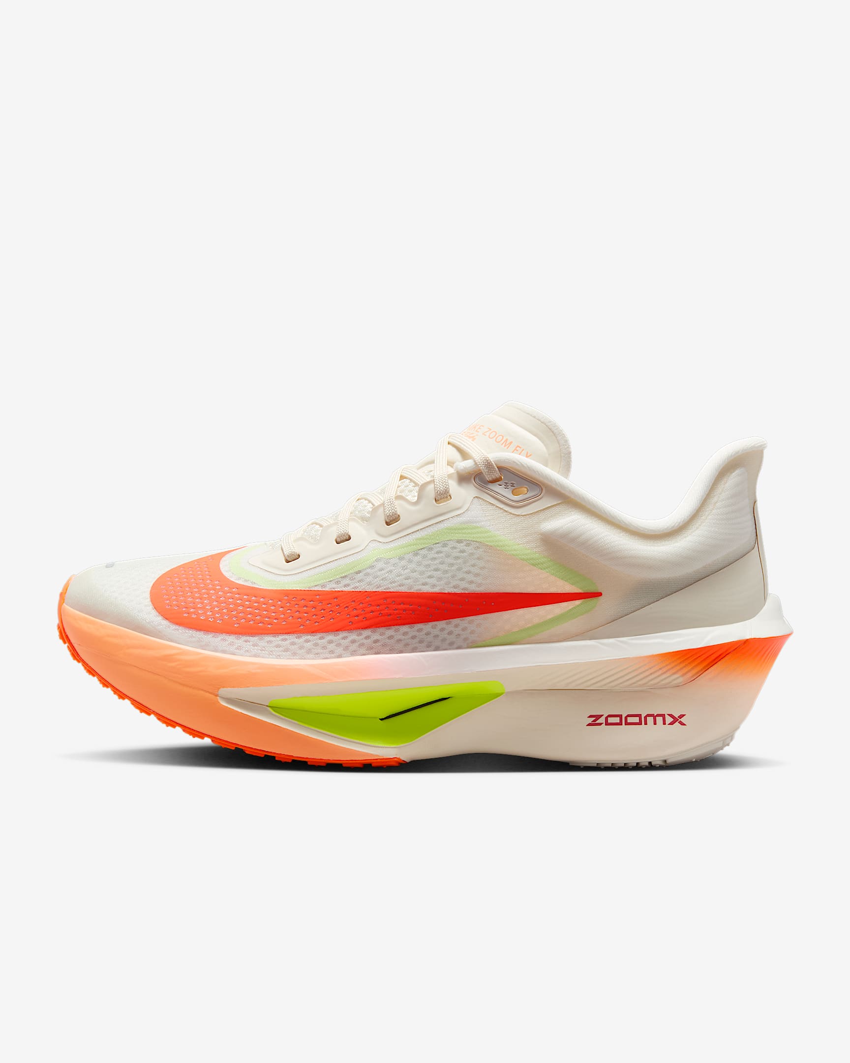 Nike Zoom Fly 6 女子公路竞速跑步鞋 - 淡象牙白/微黄绿/荧光黄/橙红