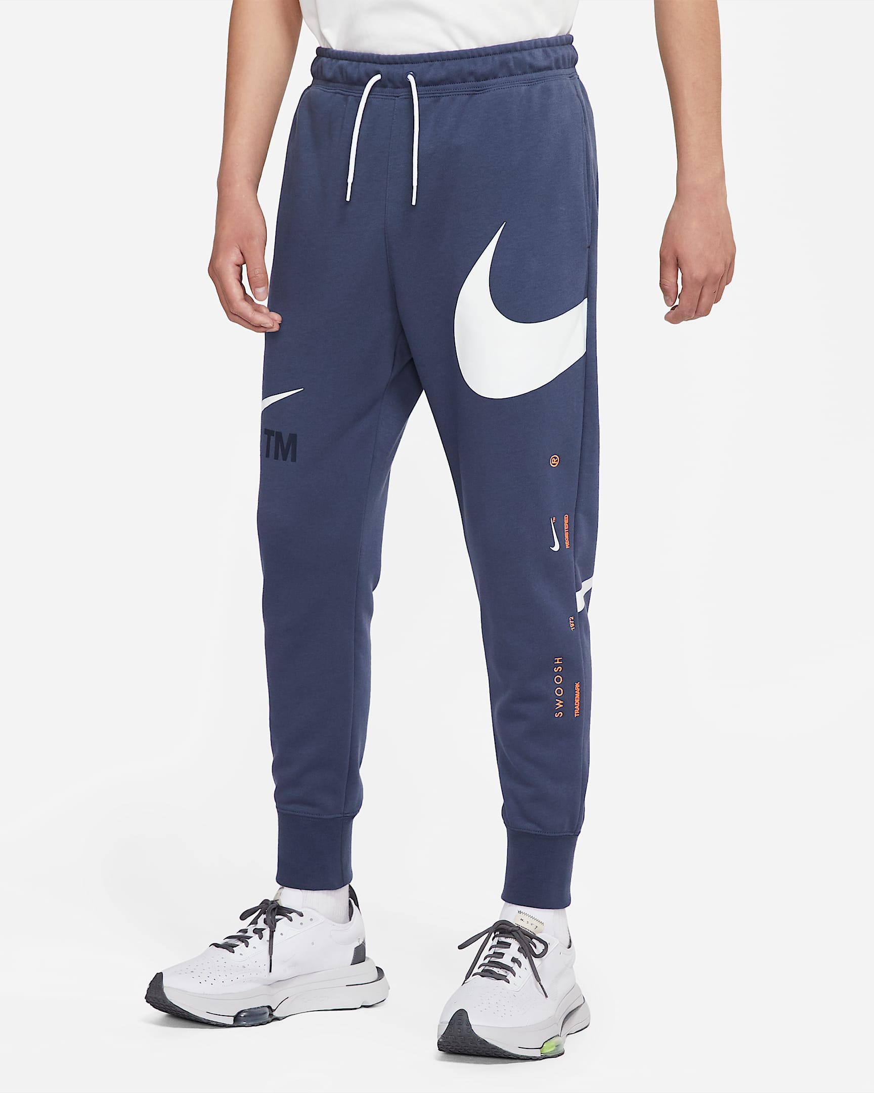 Nike Sportswear Swoosh French-Terry 男子长裤 - 闪电蓝/白色
