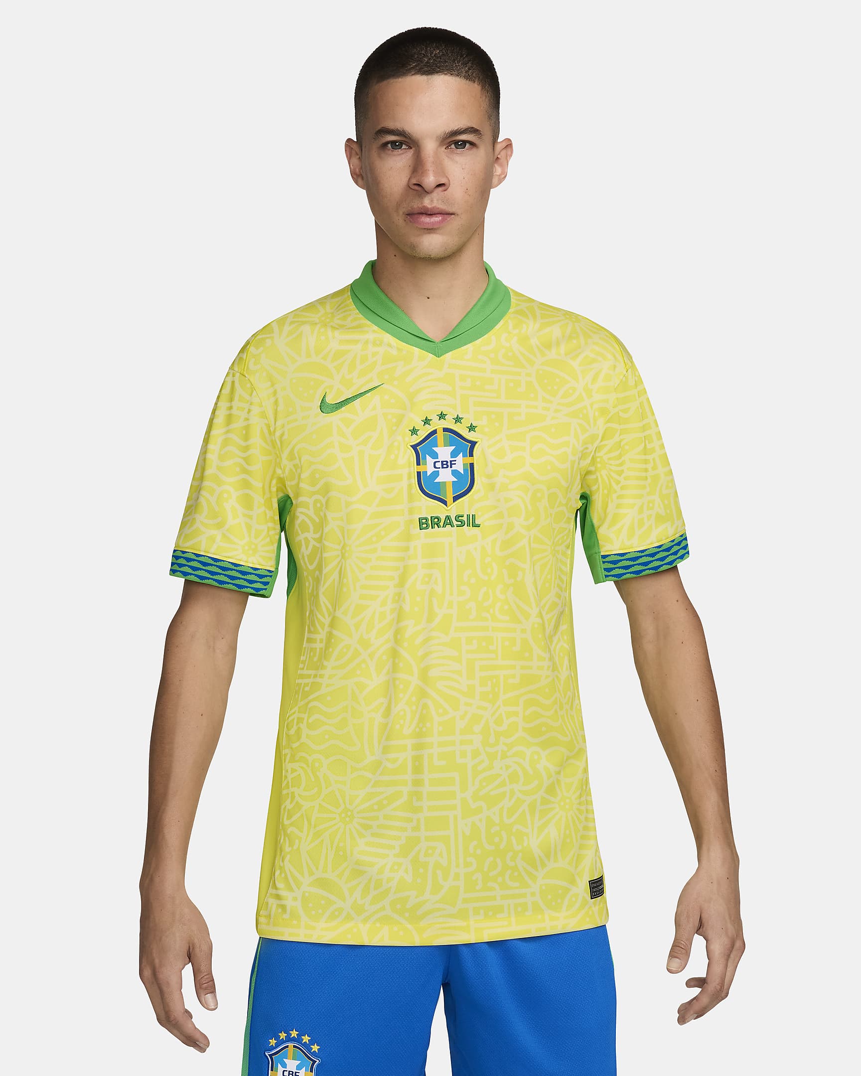 巴西队主场球迷版 Nike Dri-FIT 男子速干足球球衣 - 活力黄/浅柠檬黄/闪亮绿