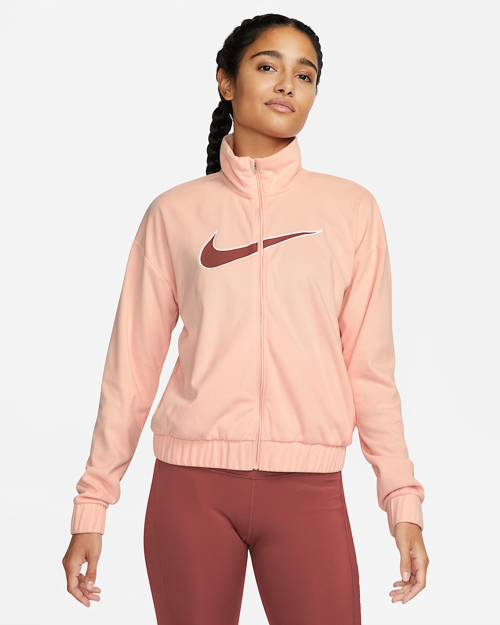 Nike Dri-FIT Swoosh Run 女子跑步夹克 - 橙粉/峡谷锈橙