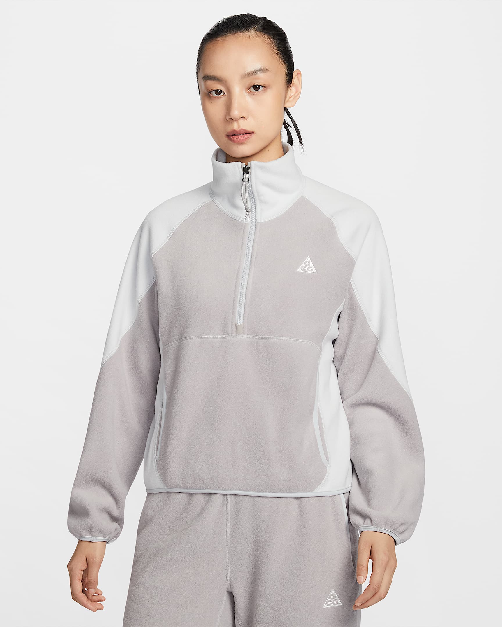 Nike ACG "Wolf Tree" 女子半长拉链开襟摇粒绒上衣 - 大学灰/尘光子色/雾灰/山峰白
