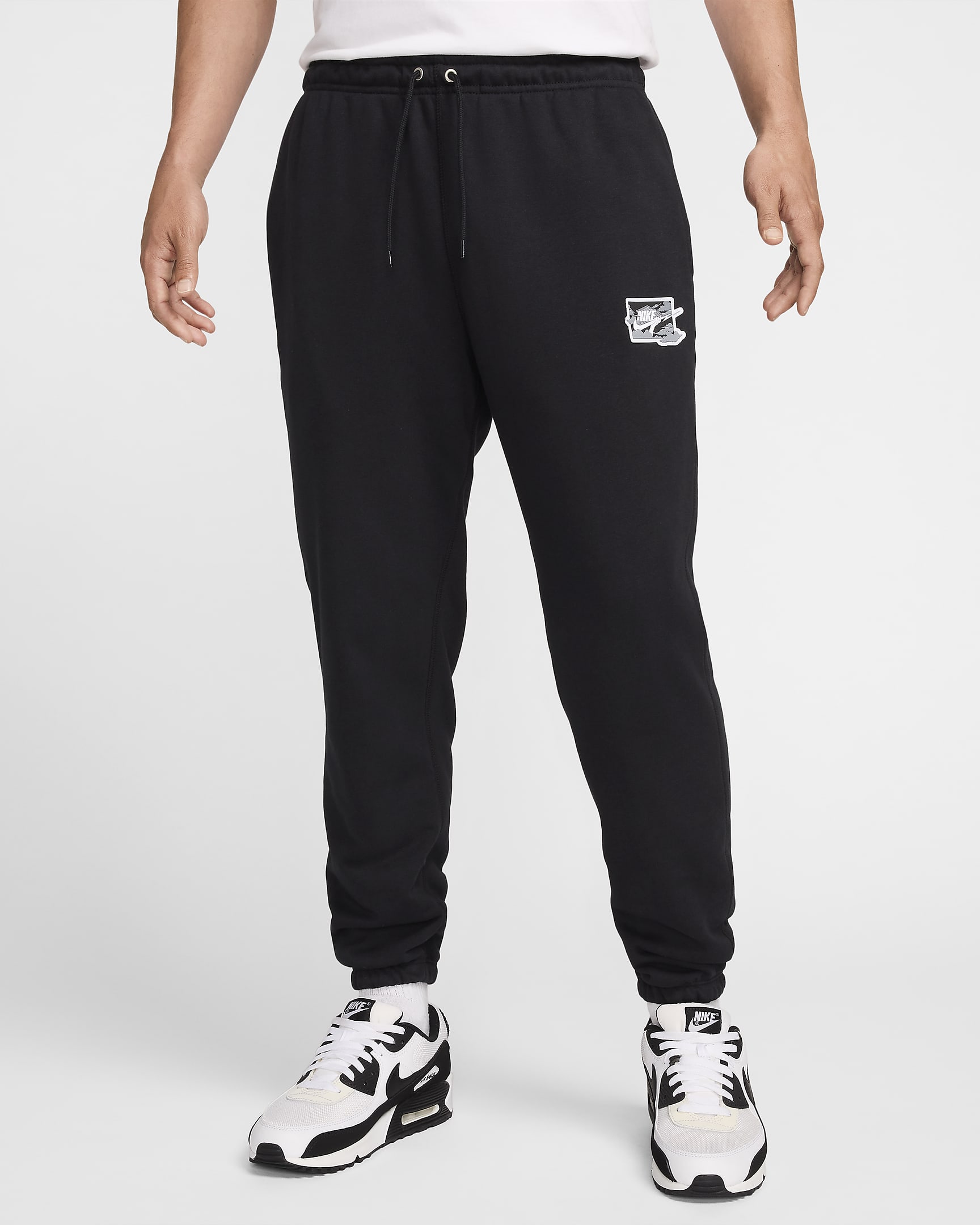Nike Club 男子法式毛圈收口长裤 - 黑/白色