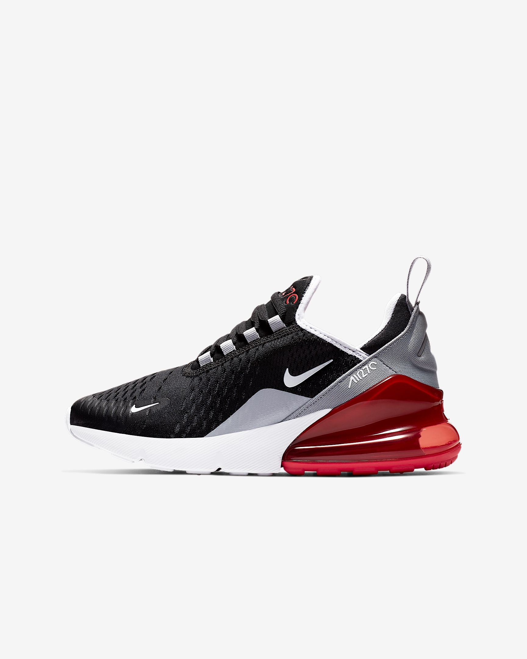 Nike Air Max 270 (GS) 大童运动童鞋 - 黑/余烬红/狼灰/白色