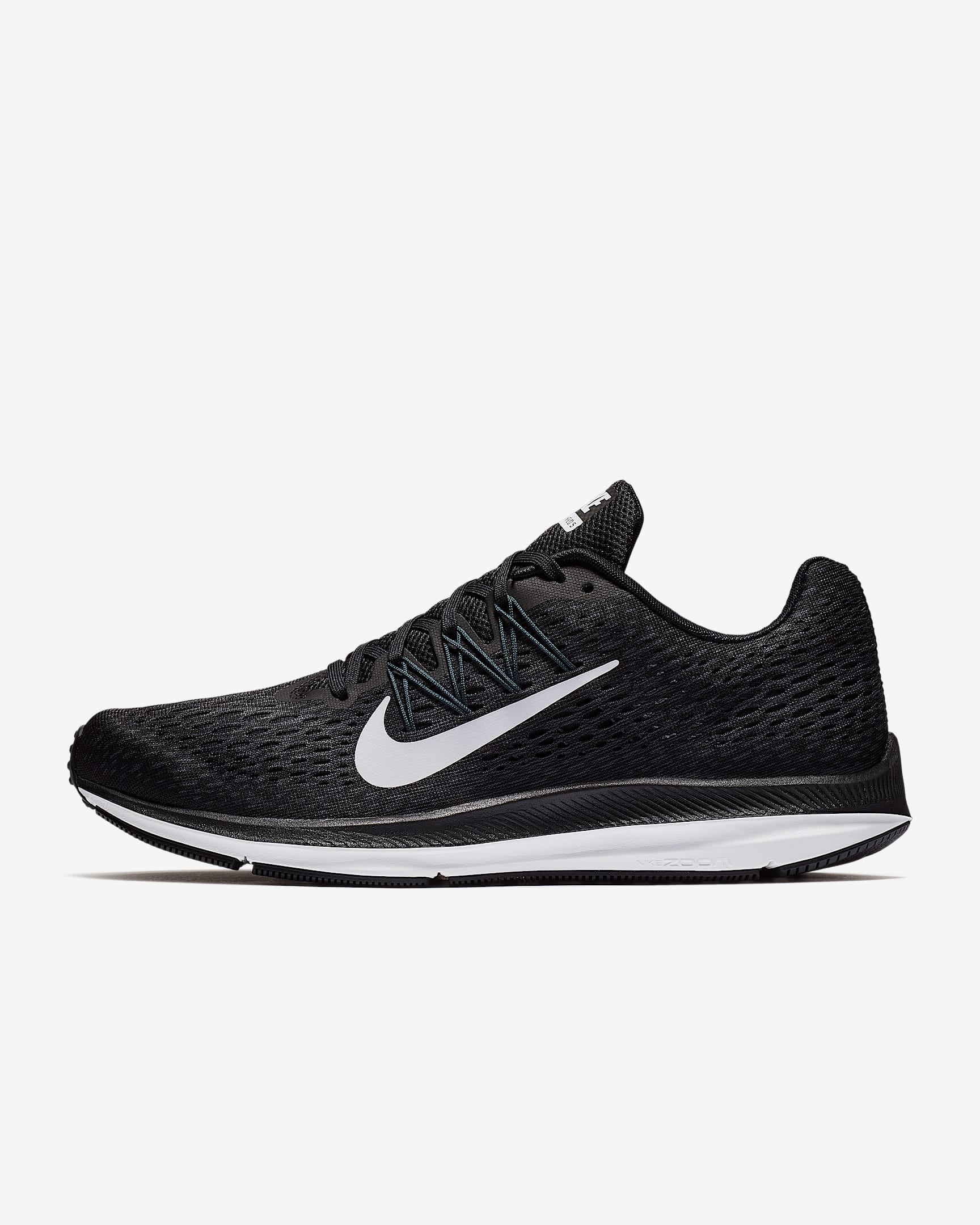 Nike Zoom Winflo 5 男子跑步鞋 - 黑/煤黑/白色