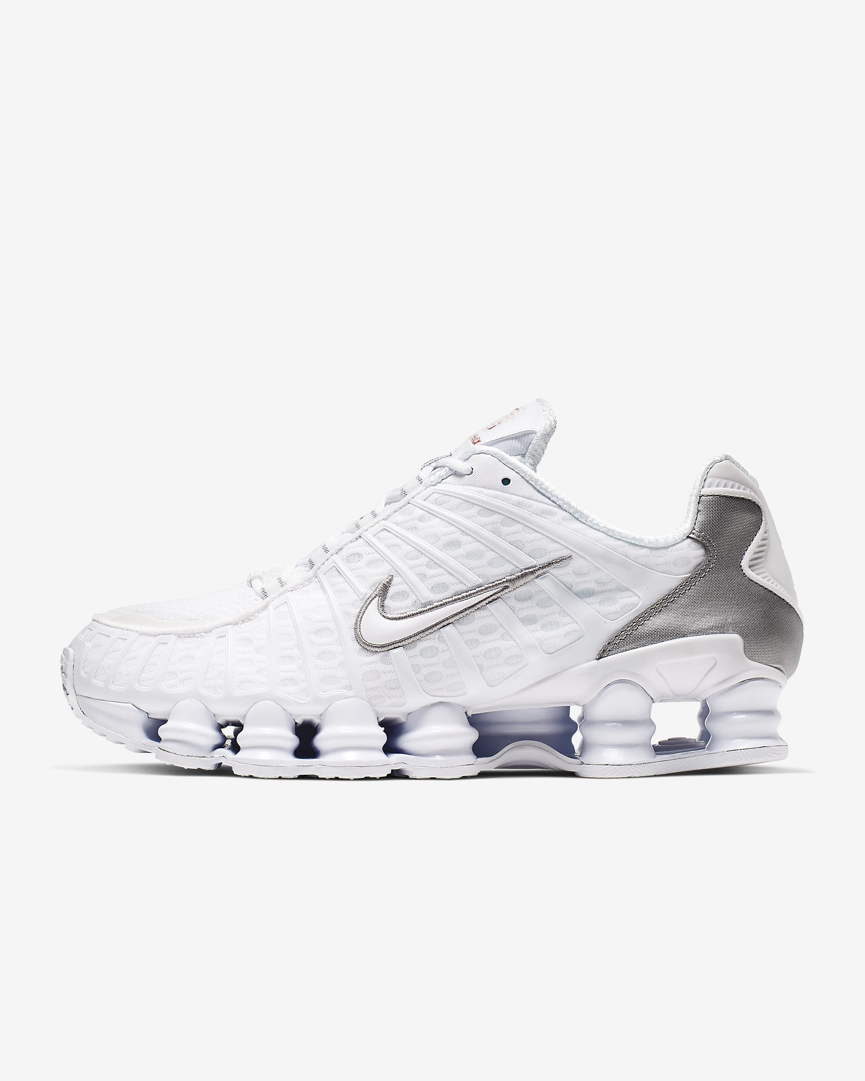 Nike Shox TL 男子气柱运动鞋 - 白色/金属银/亮橘/白色