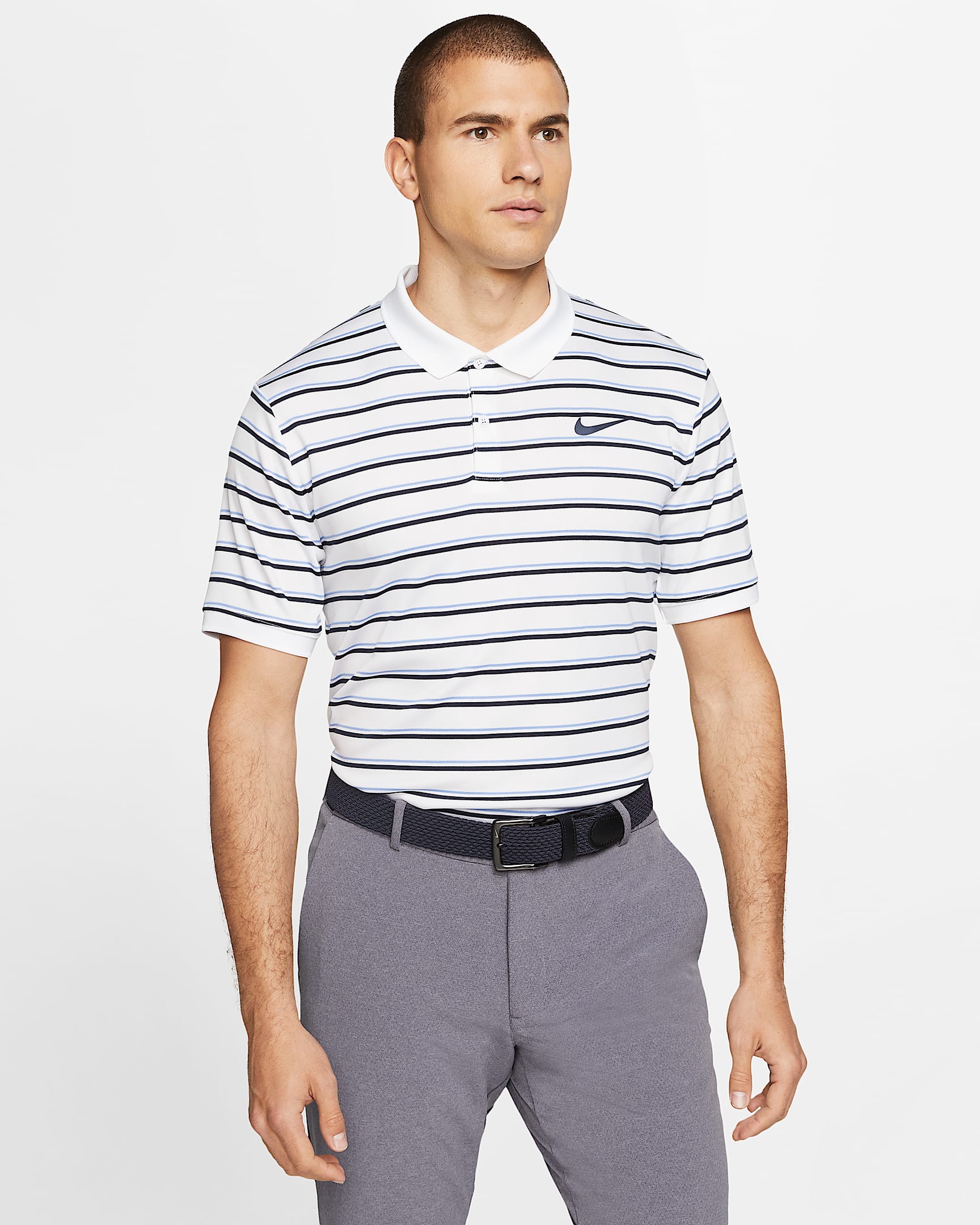 NikeCourt Dri-FIT 男子网球翻领T恤 - 白色/黑曜石色