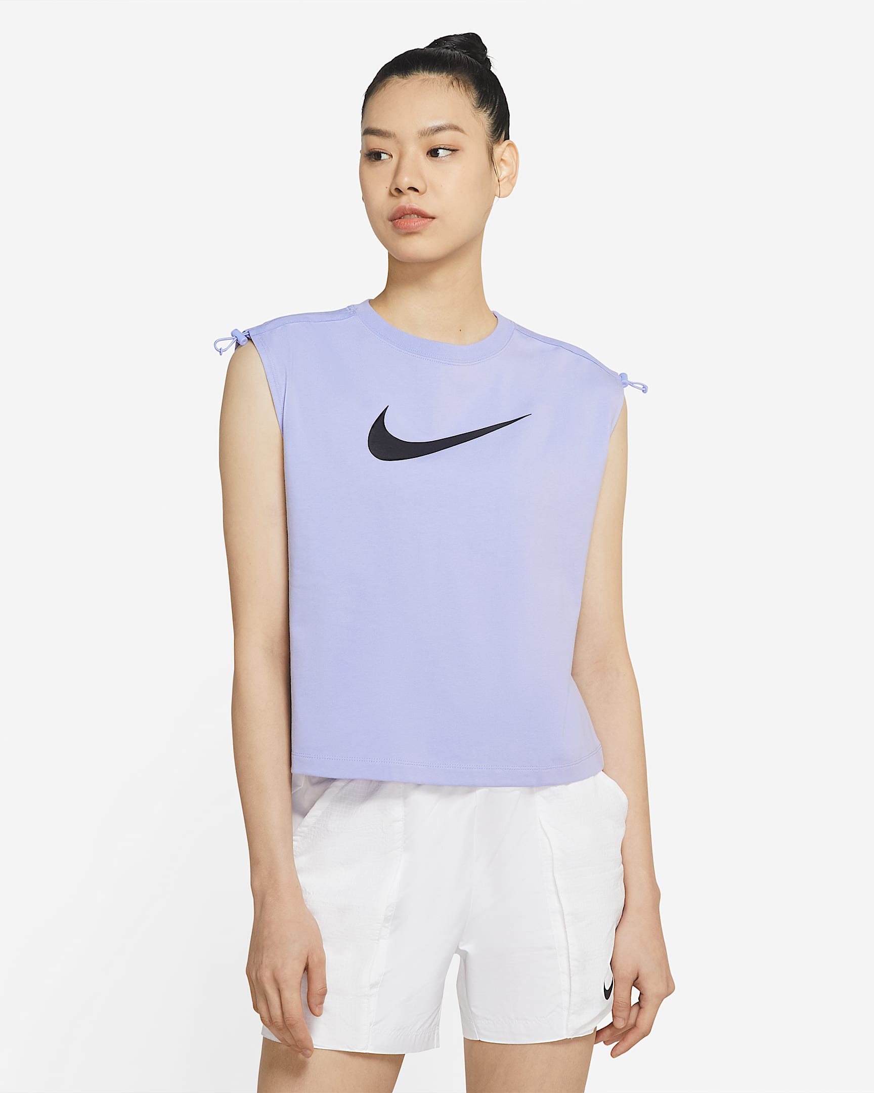 Nike Sportswear Swoosh 女子背心 - 浅蓟紫/黑