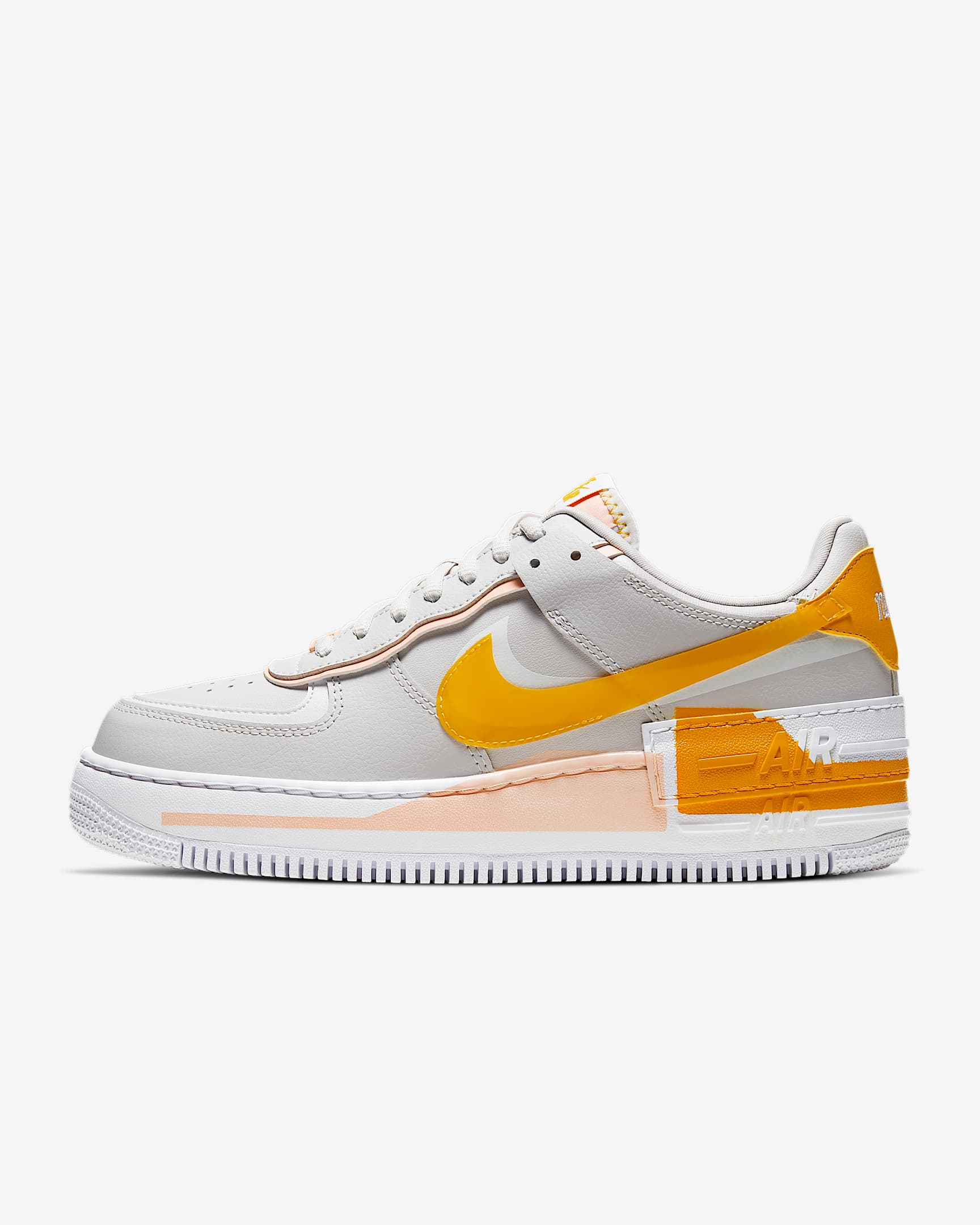 Nike AF1 Shadow SE 女子运动鞋 - 苍野灰/水洗珊瑚红/白色/上升花粉黄
