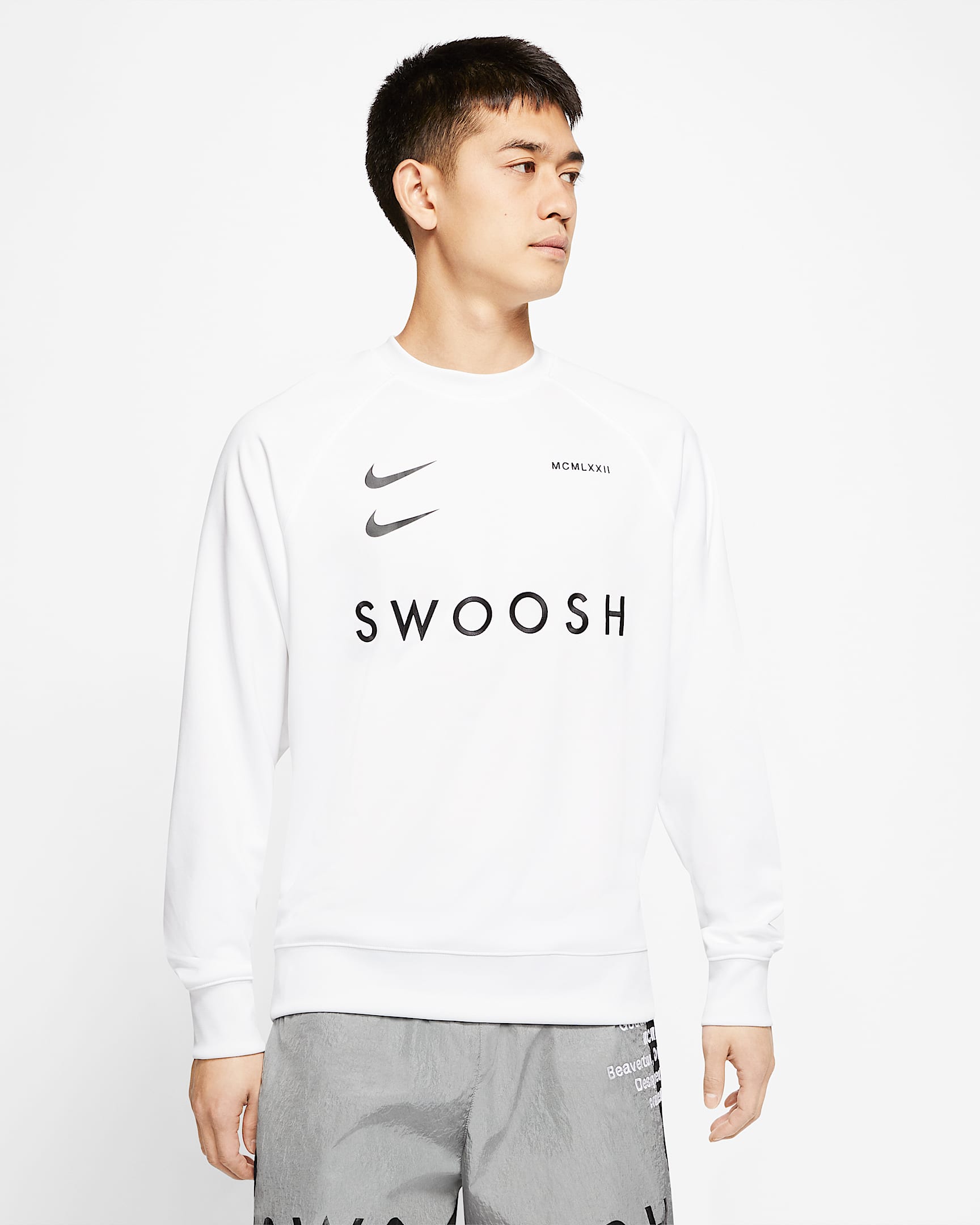 Nike Sportswear Swoosh 男子圆领上衣 - 白色/黑