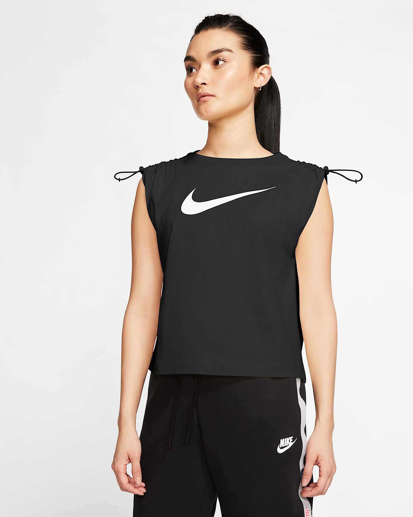 Nike Sportswear Swoosh 女子背心 - 黑/白色