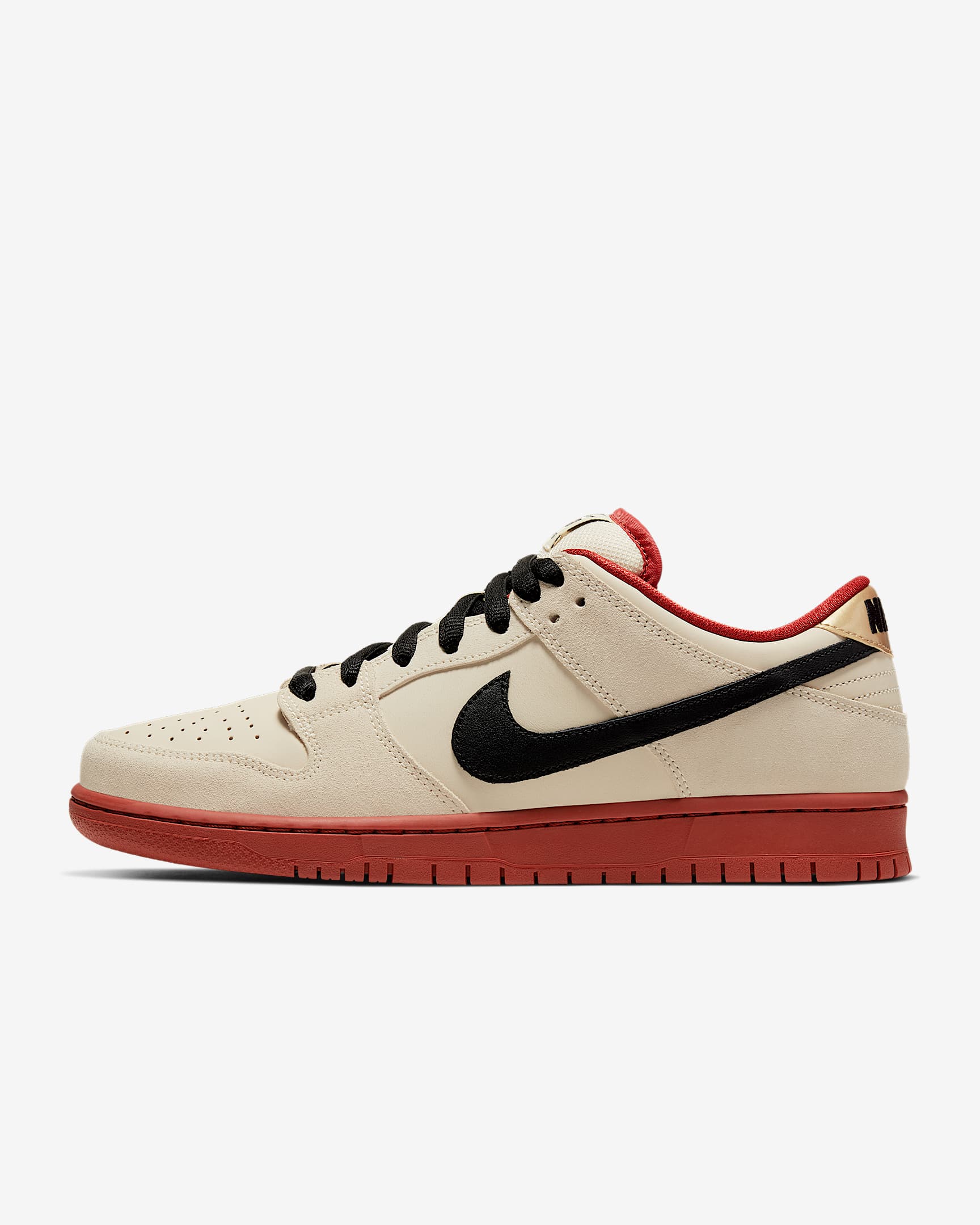 Nike SB Dunk Low Pro 男/女滑板鞋 - 棉布白/棉布白/暗橙色/黑
